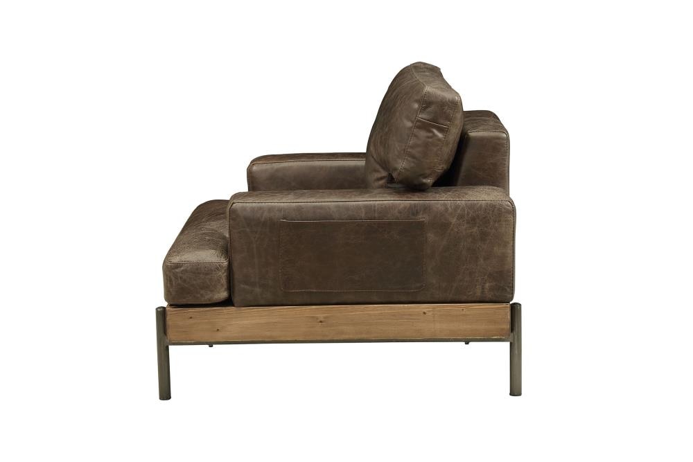 Silchester Distressed Chocolate Leather and Oak Accent Chair