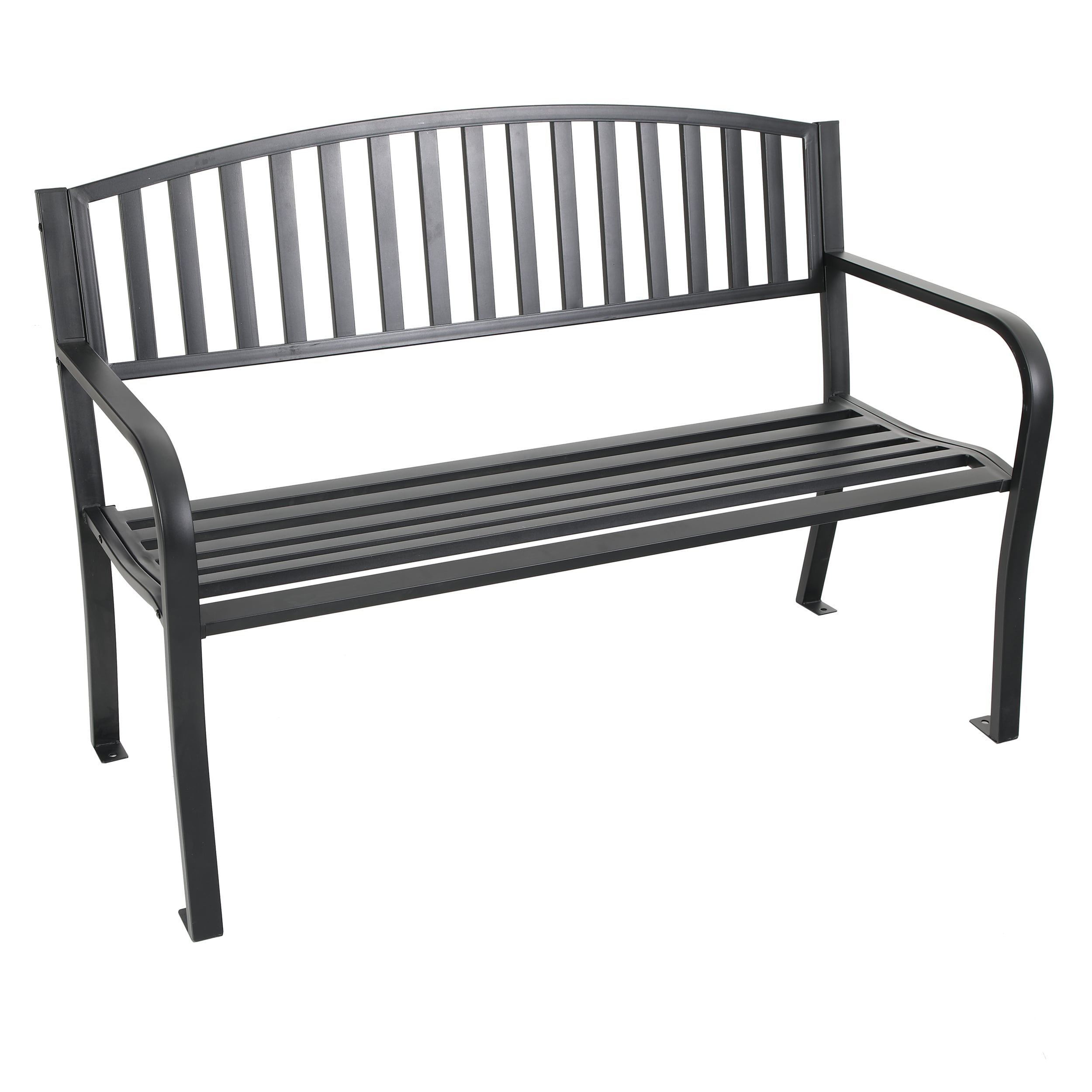 Style Selections 50-in W x 34.25-in H Black Steel Garden Bench in the ...