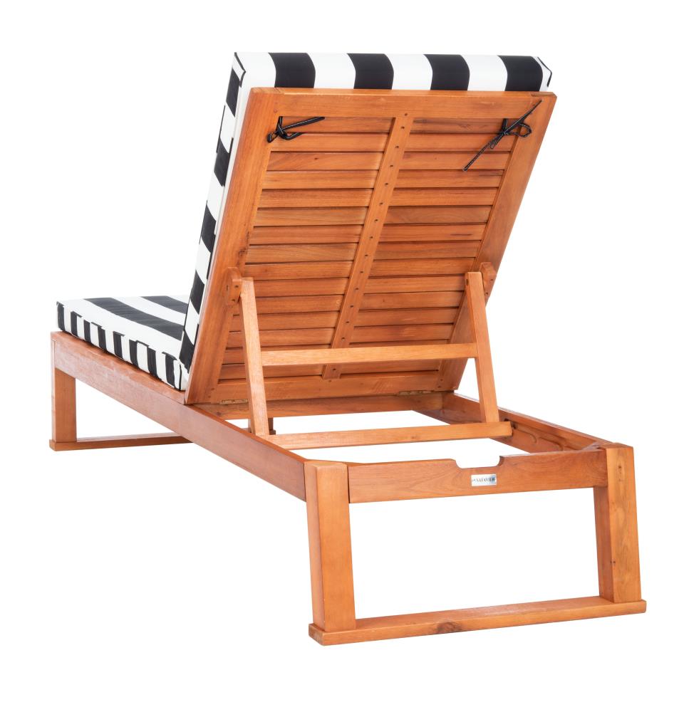 Safavieh Solano Natural Wood Frame Stationary Chaise Lounge Chair With ...