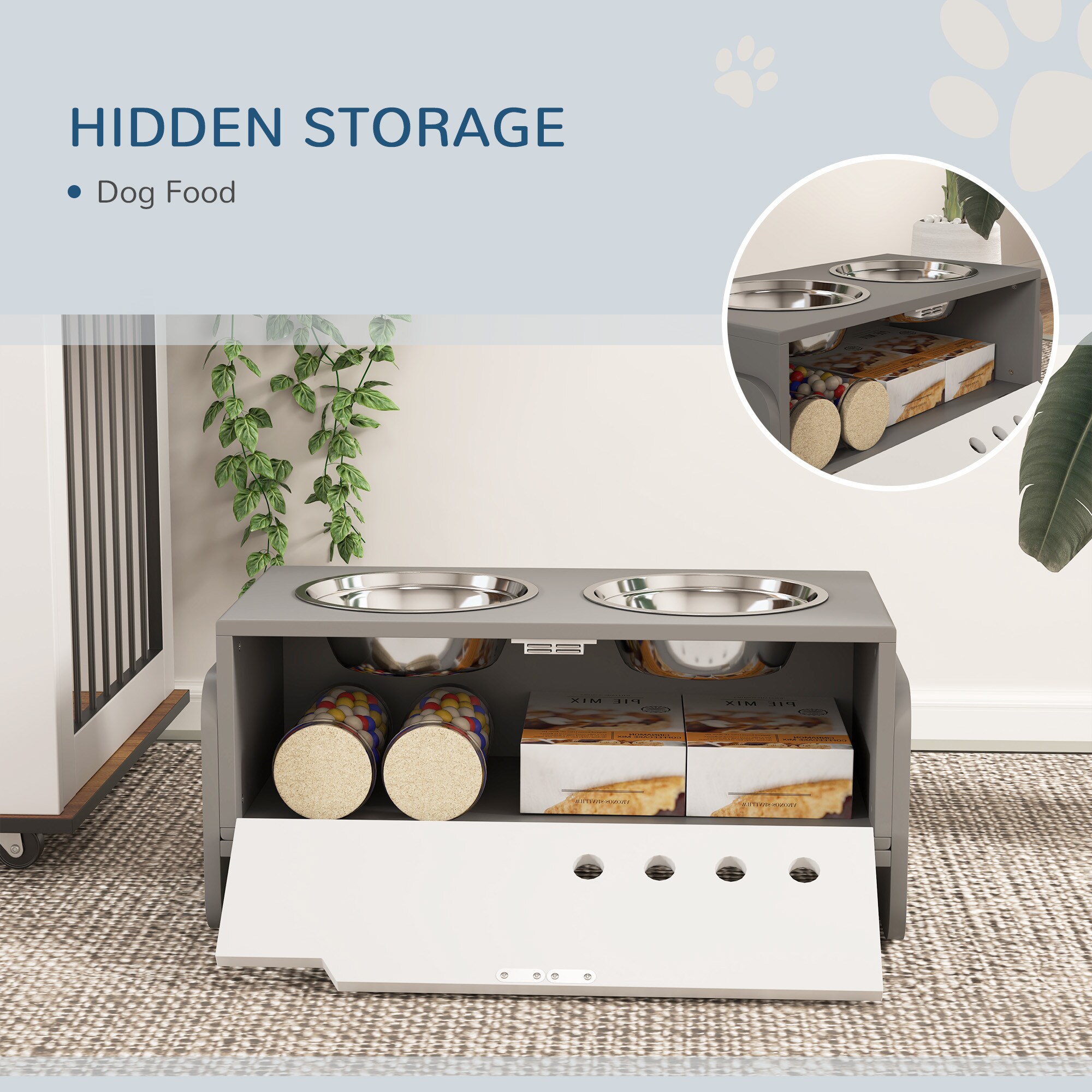 PawHut D08-063V00GY Pet-Bowls - View #4