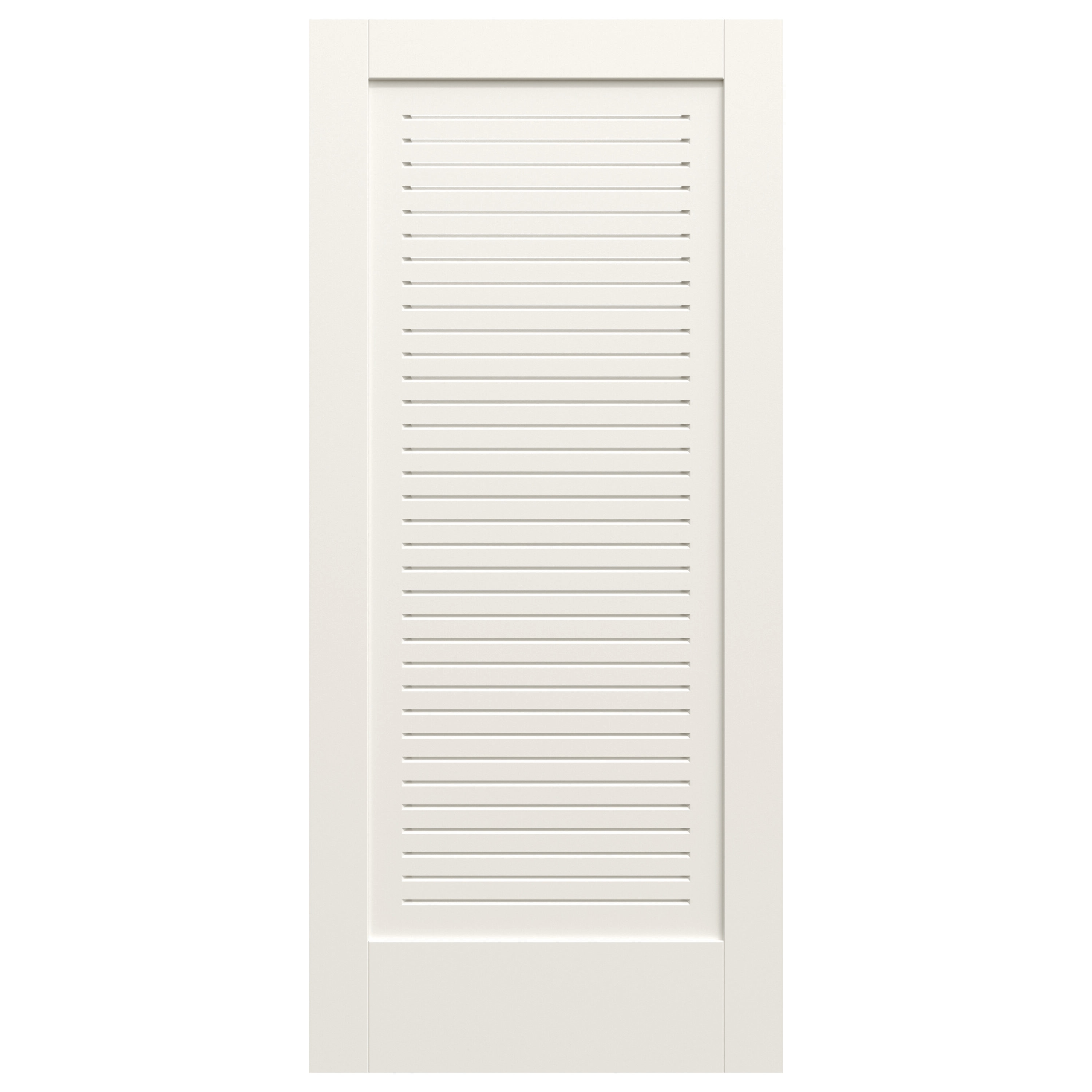 JELD-WEN LOWOLJW254400006 Modern Ventilated Panel 36-in x 80-in Primed Louver Textured Solid core Primed MDF Slab Door