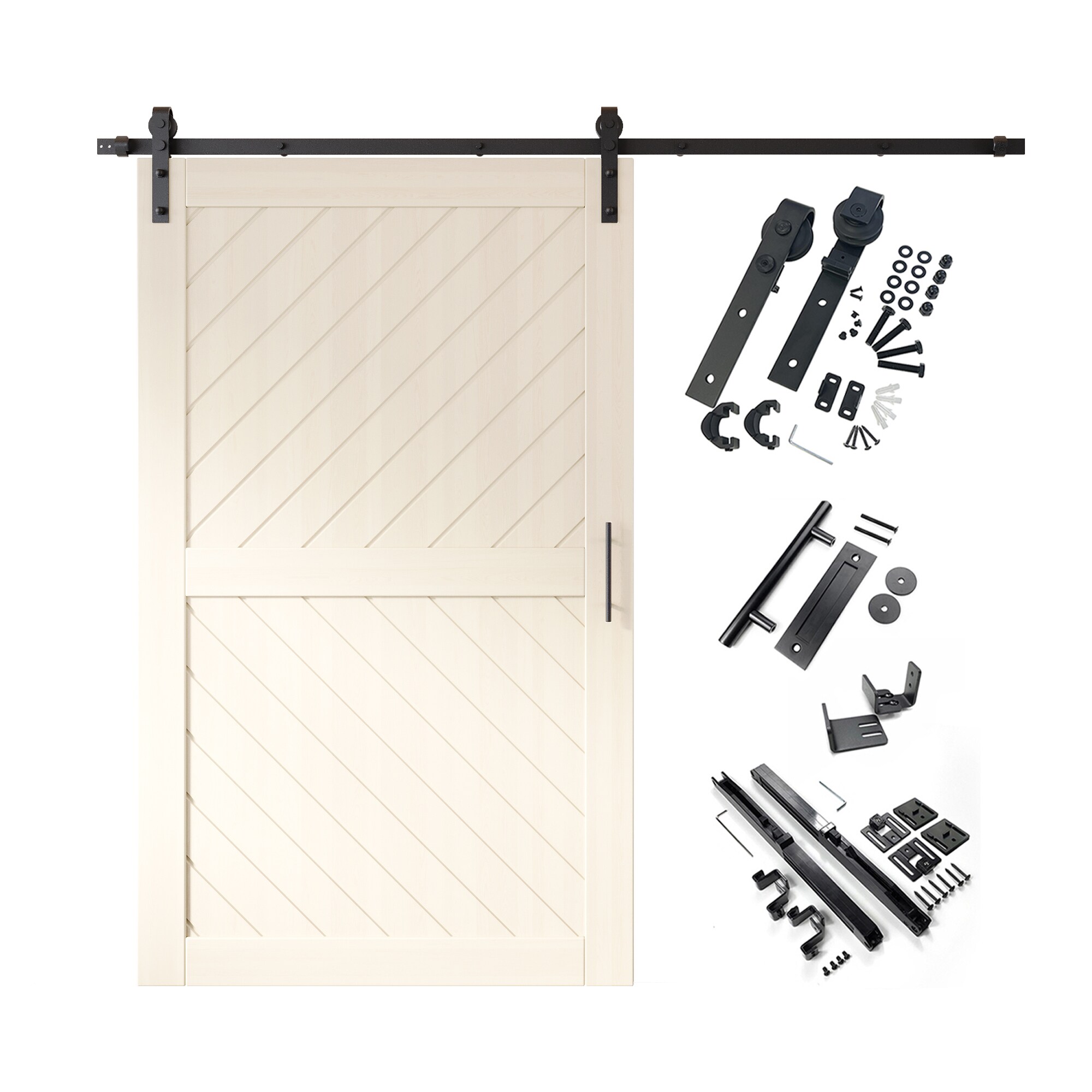 HOMACER YT1H108C-XT3-5080-TG 50-in x 80-in Tinsmith Gray Prefinished Non-standard Pine Wood Solid core Single Barn Door (Hardware Included)