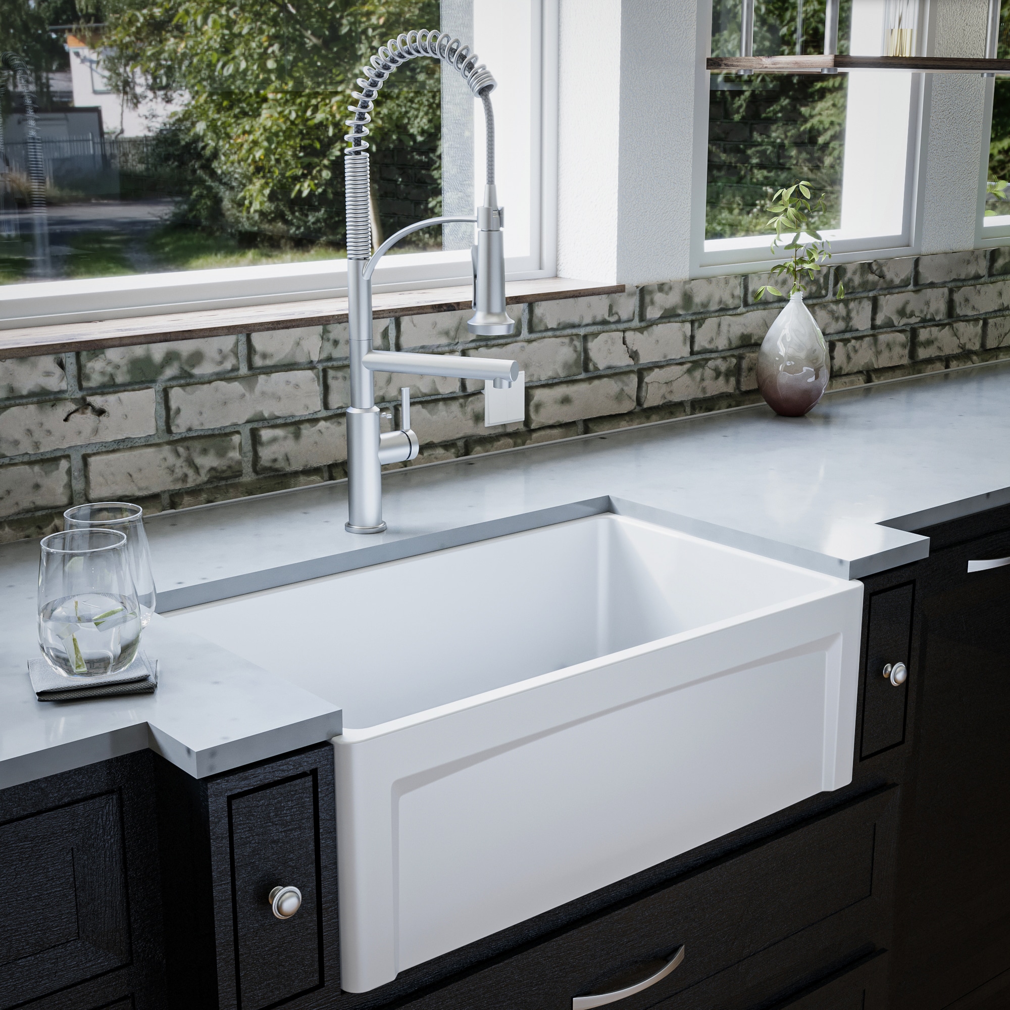 White 30" Single Bowl Fireclay Farmhouse Kitchen Sink