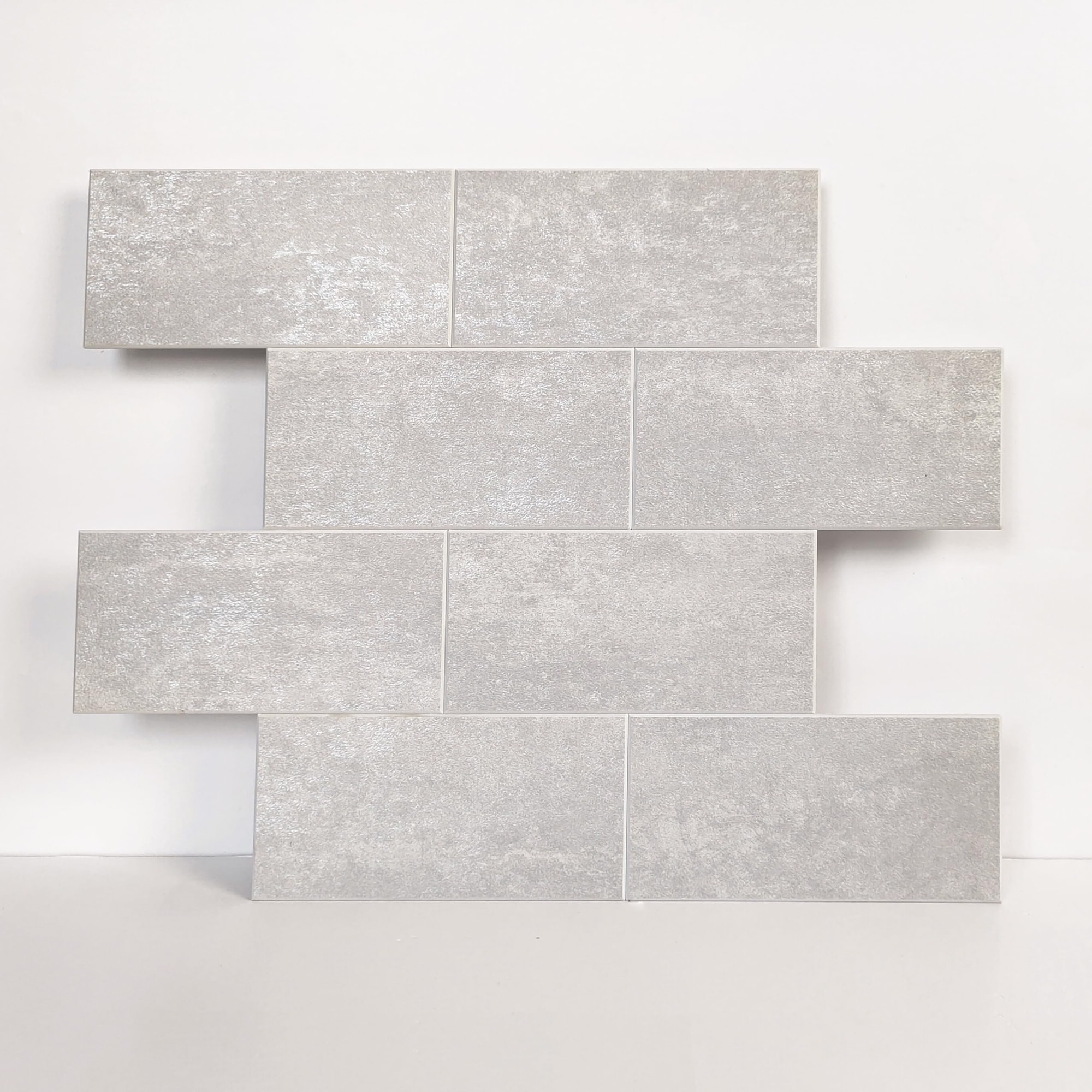 Phewnyzo 10 Sheets Gray White Peel and Stick Faux Stone Subway Tile for ...