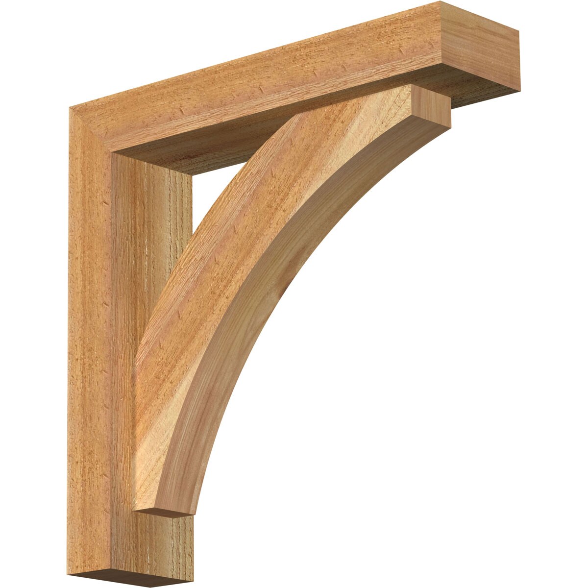 Ekena Millwork 1463808 Thorton Block Rough Sawn Bracket with Offset Brace 4-in x 16-in x 16-in Western red cedar Brown Wood Standard bracket