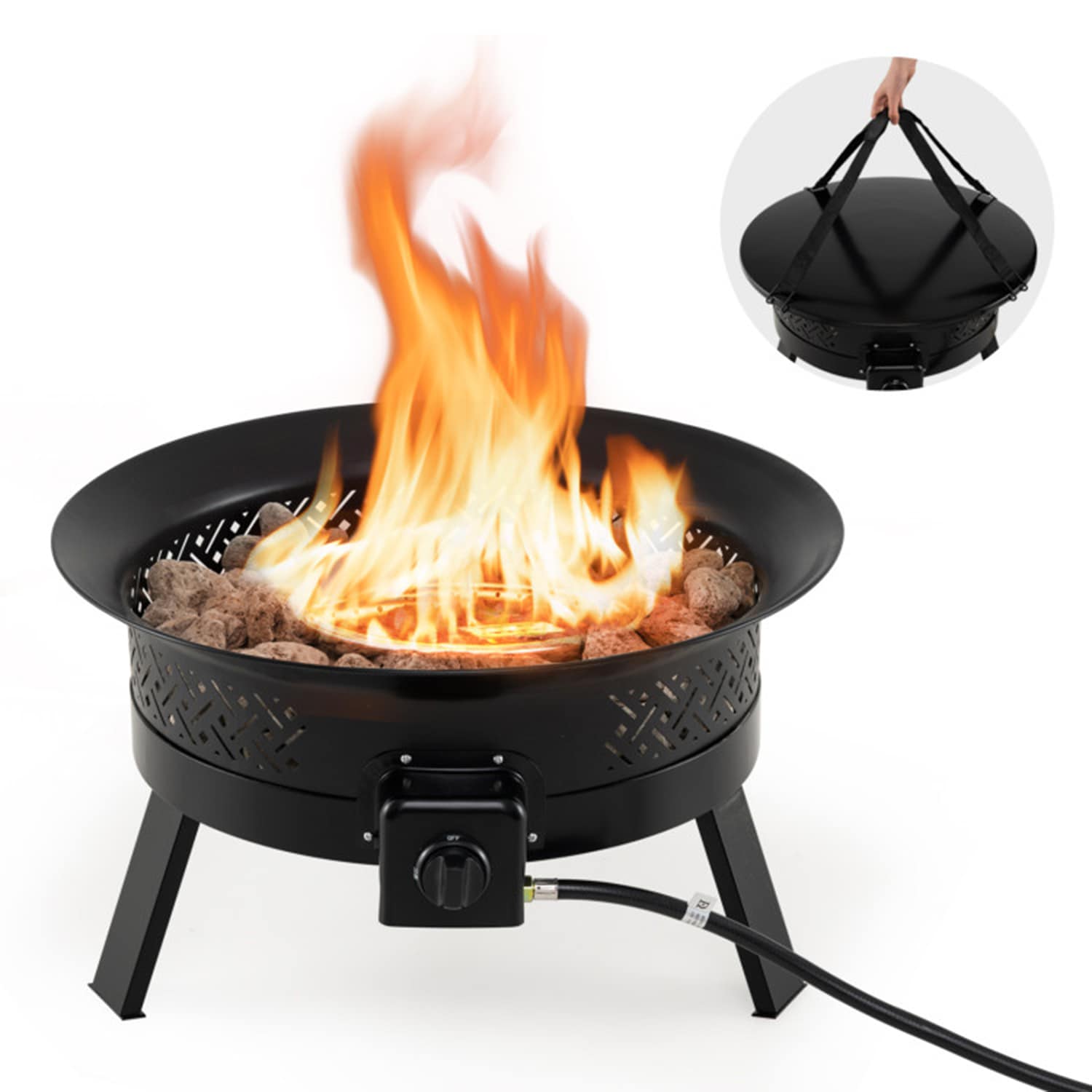 Mondawe 14-in W Steel Round Portable Wood-Burning Fire Pit