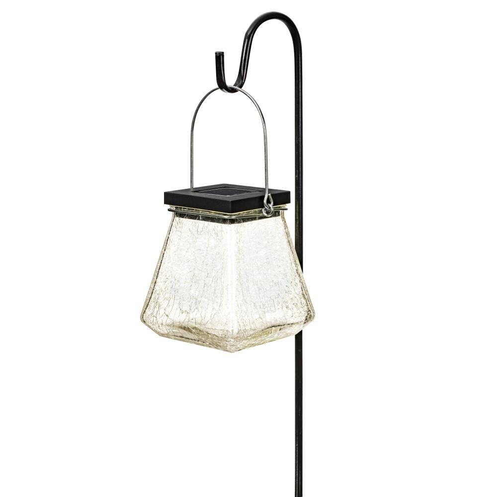 Fusion 4.53-in x 25.2-in Black Glass Solar Outdoor Decorative Lantern