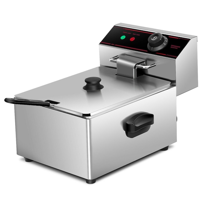 Mondawe Silver 2500W Single Electric Deep Fryer with Drain Feature and  Removable Fry Basket - Temperature Controls - Ready Light Indicator in the Deep  Fryers department at