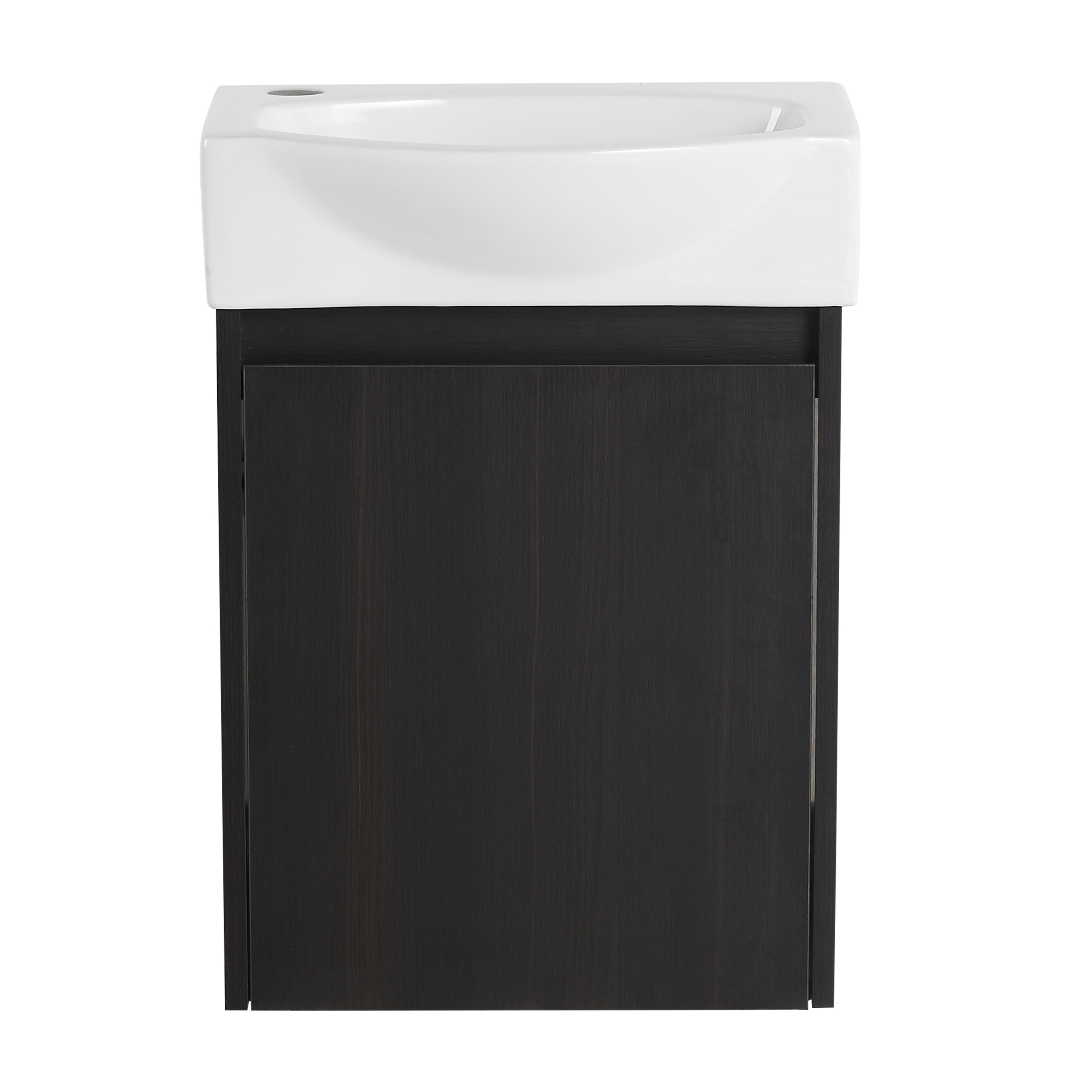 Iseryn FSD2P190340 15.94-in Black Single Sink Floating Bathroom Vanity with White Ceramic Top