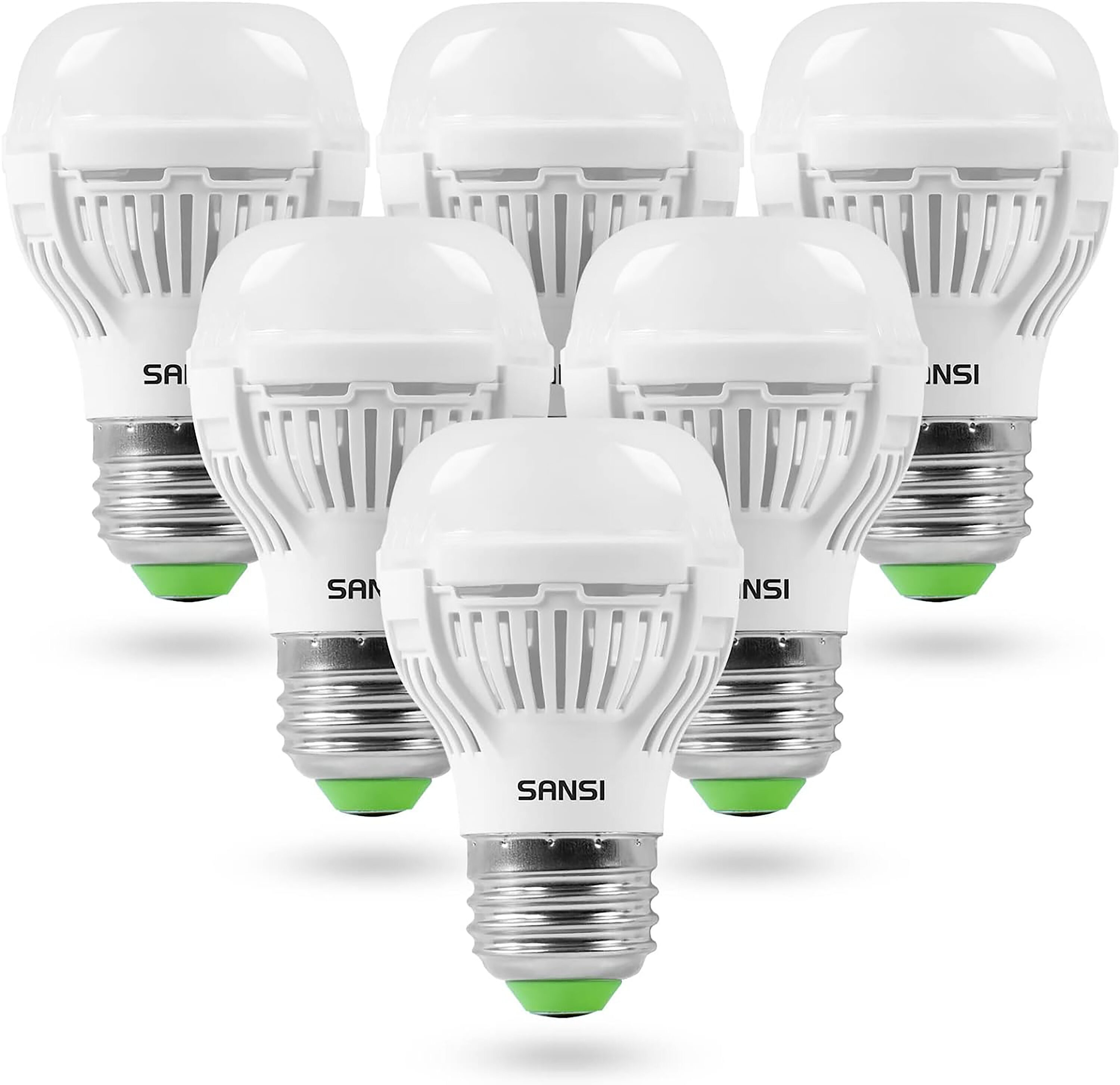 SANSI 60W Equivalent LED Light Bulbs, 6 Pack 900 Lumens LED Bulb, 3000K Soft White 9W Non-Dimmable, E26, A15 Efficient, Safe Energy Saving for Home Lighting in the General Purpose LED