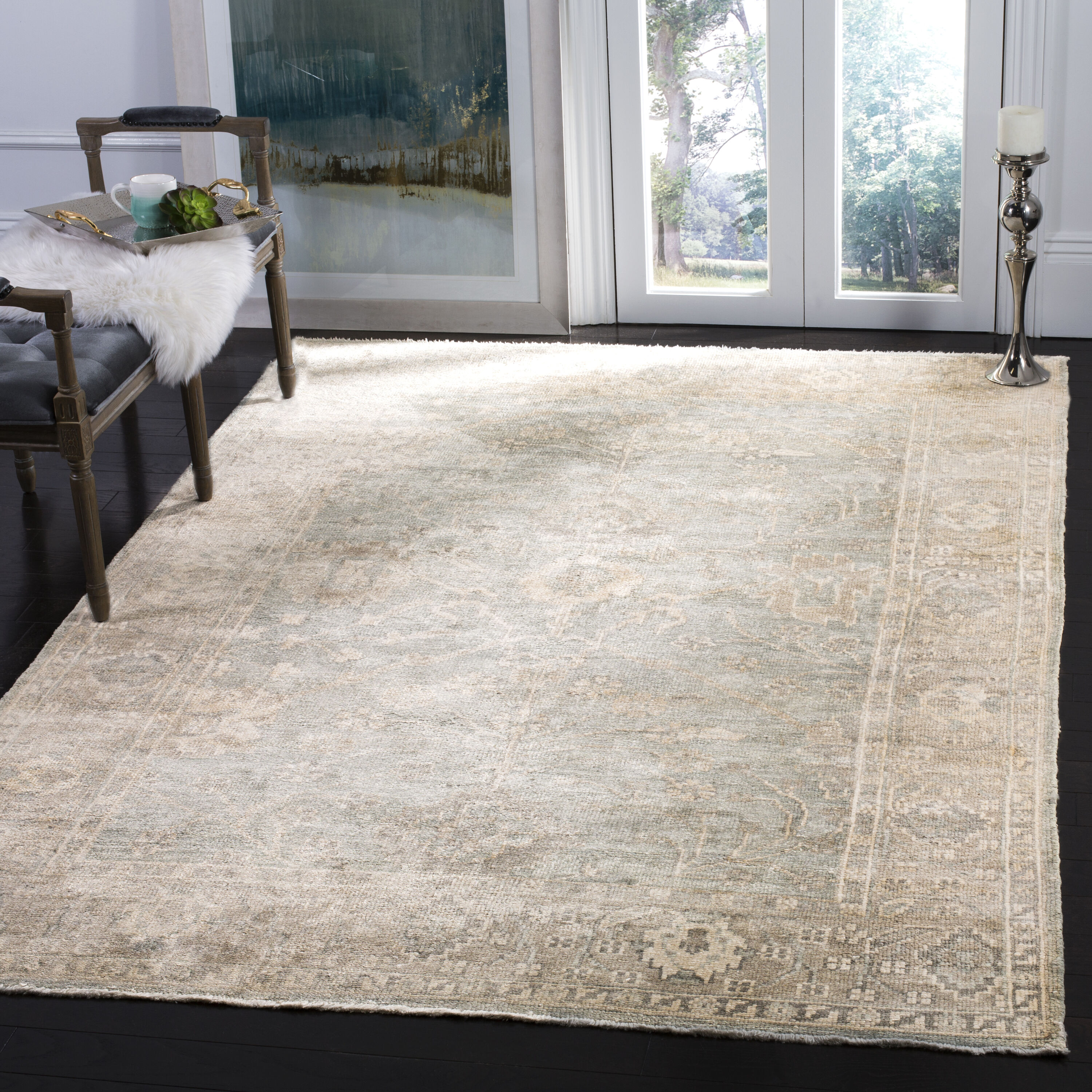  Oushak 601 Blue/Gray Traditional 6ft x 9ft Rectangle Rug