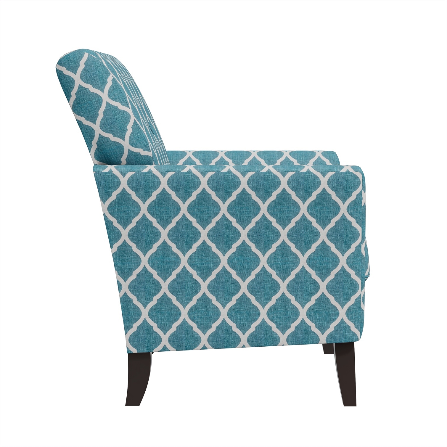 Naturefalls Turquoise Polyester Accent Chair with Dark Brown Wood Legs ...
