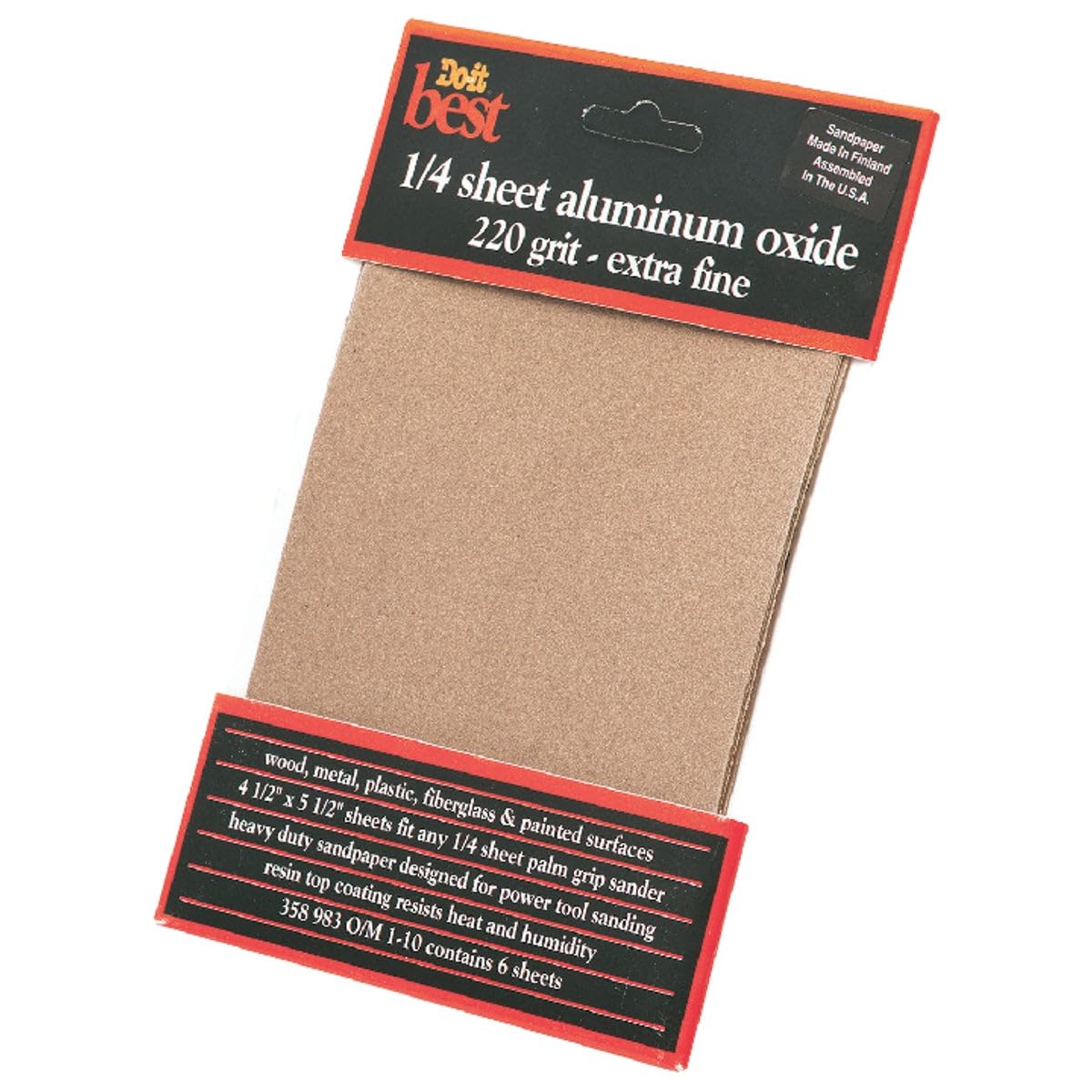 Ali Industries Ali Ind. 358983 1/4 Sheet Sandpaper 220 Grit 6-Pack
