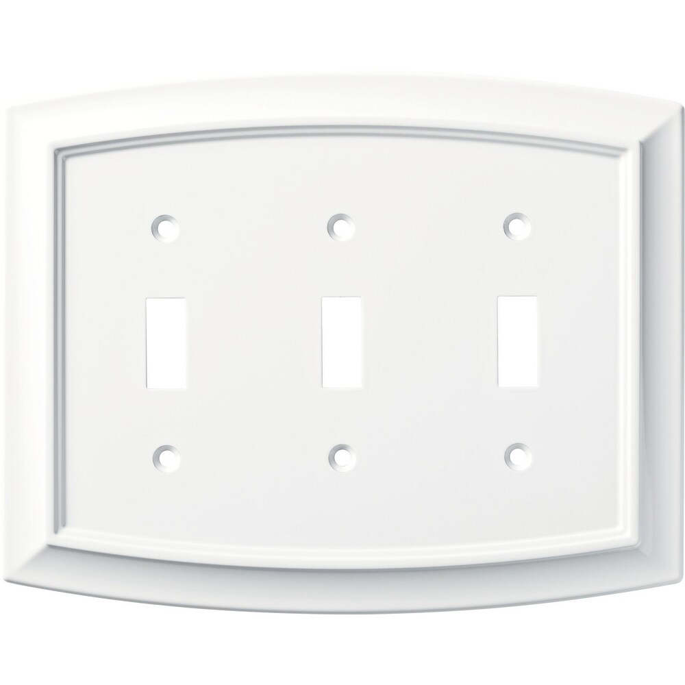 Arched 3 -Gang Standard Size Pure White Natural fiber Indoor Toggle Wall Plate | - Brainerd W36440-PW-UC