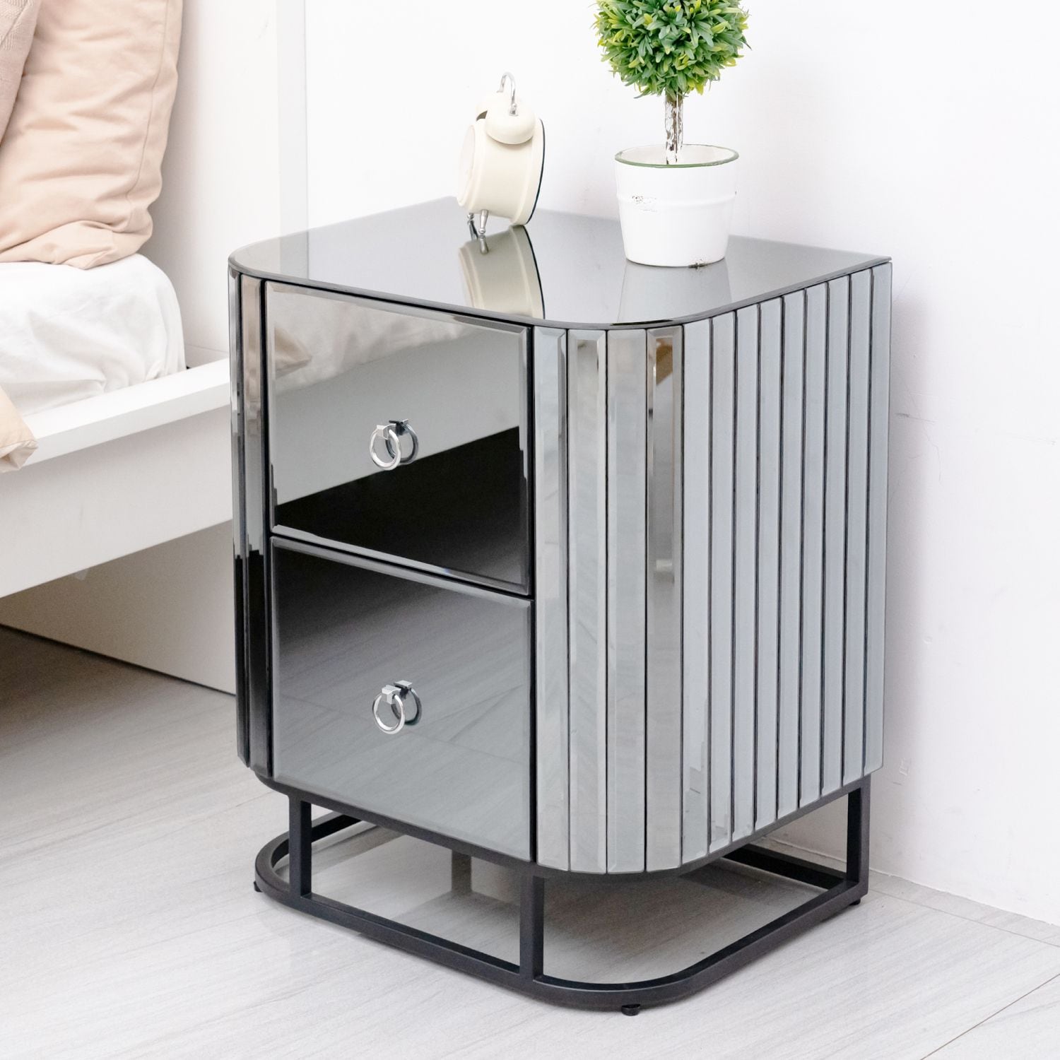 JASMODER W104340309 Gray Mdf Bookcase with Doors (13.8-in W x 22.8-in H x 19.7-in D)