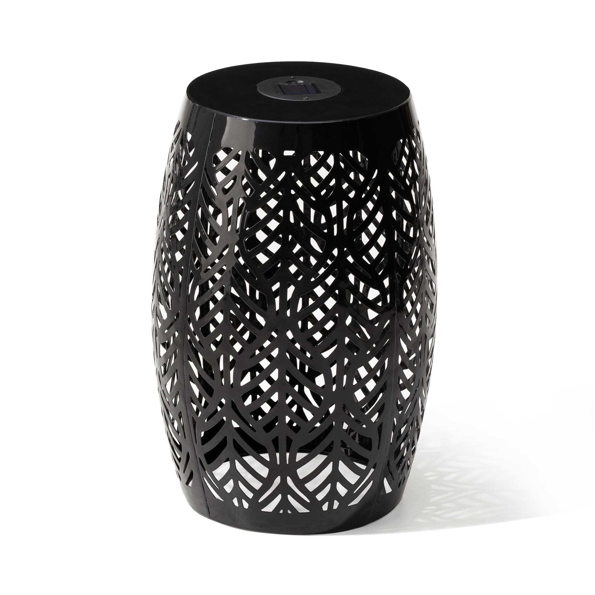 Glitzhome 2029500041 18.25-Inches Black Iron Barrel Garden Stool