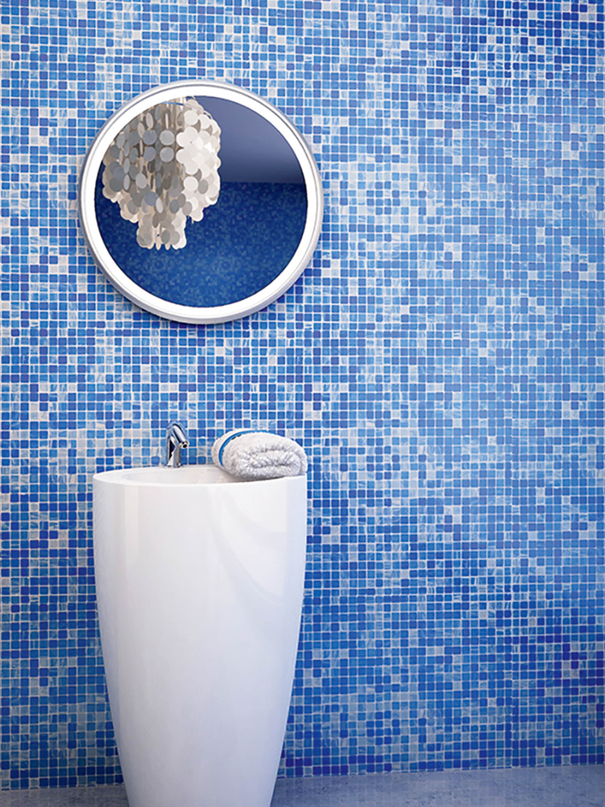 Olympic Blue Glass Mosaic Wall and Floor Tile