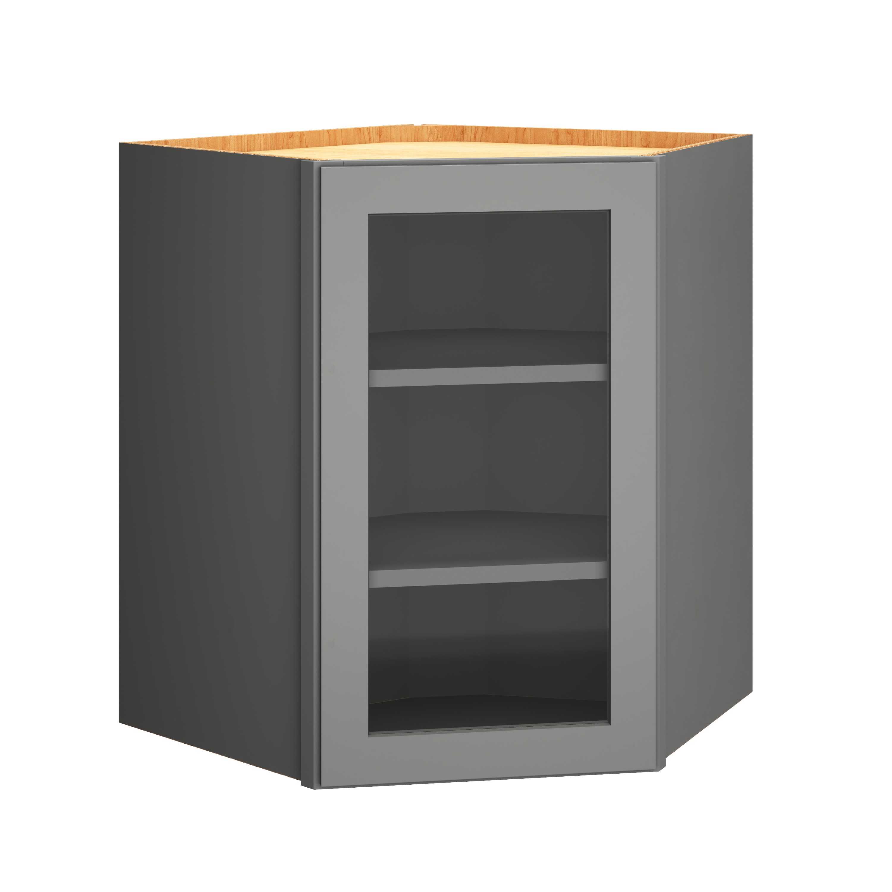 Diamond Express 328 DWCG302424R Jamestown 30-in W x 30-in H x 12-in D Moonstone Gray Diagonal Corner wall Fully assembled Plywood Cabinet (Cut for Glass Square)