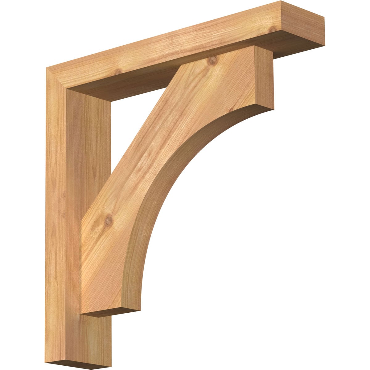 Ekena Millwork 1464408 Westlake Block Smooth Bracket with Offset Brace 3-1/2-in x 16-in x 16-in Western red cedar Brown Wood Standard bracket
