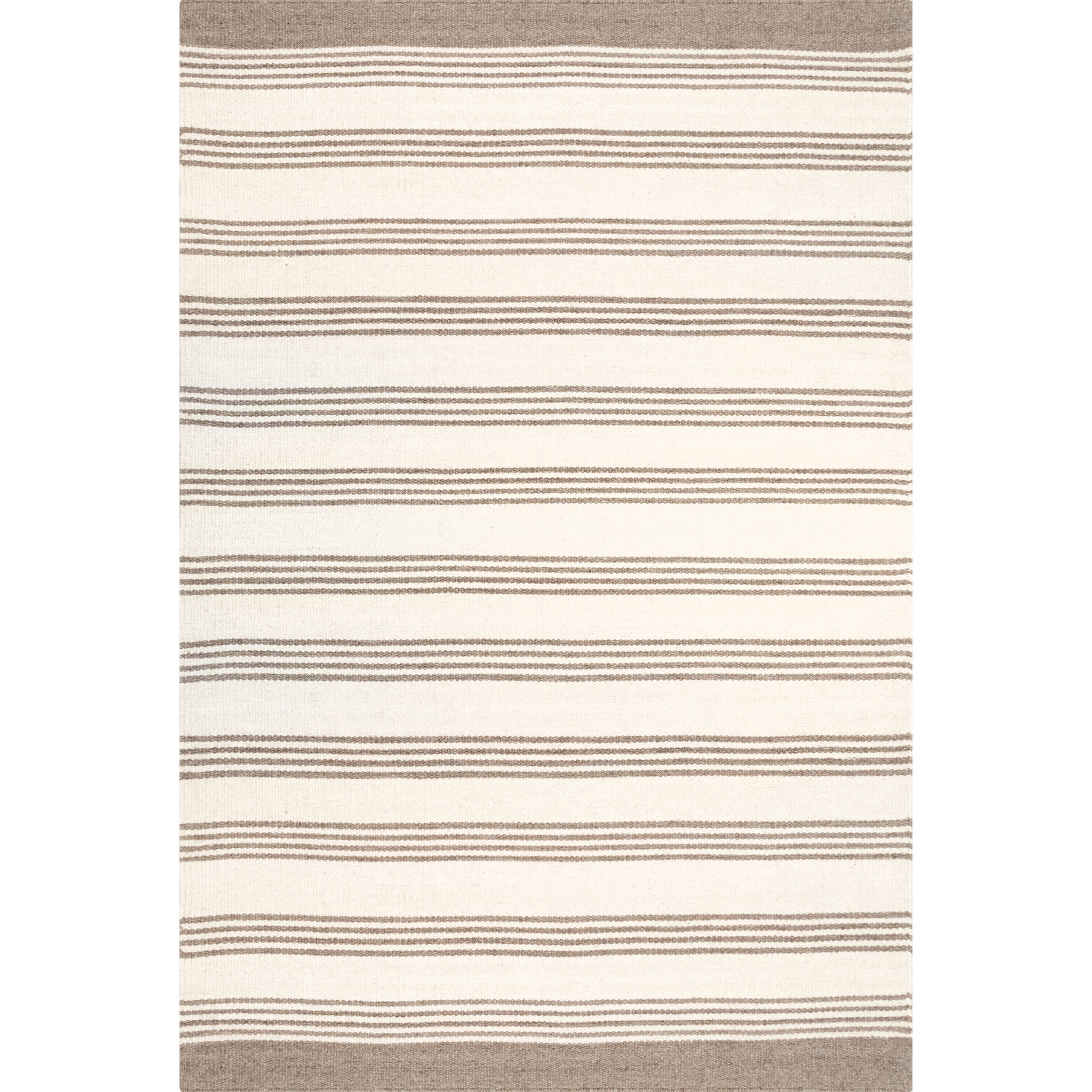 Handmade Beige and Brown Wool Striped 6' x 9' Area Rug