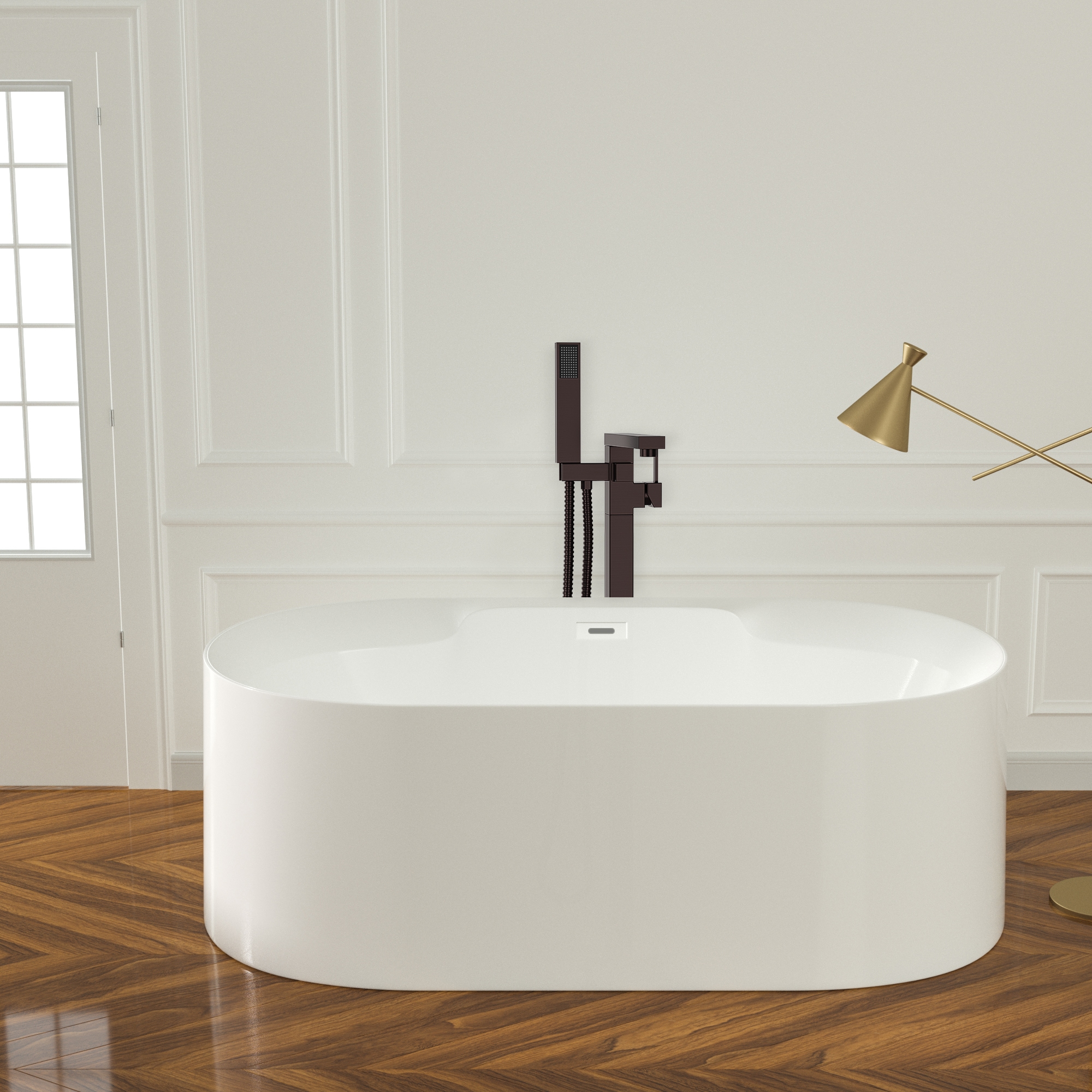 Oil Rubbed Bronze Freestanding Bathtub Faucet with Hand Shower