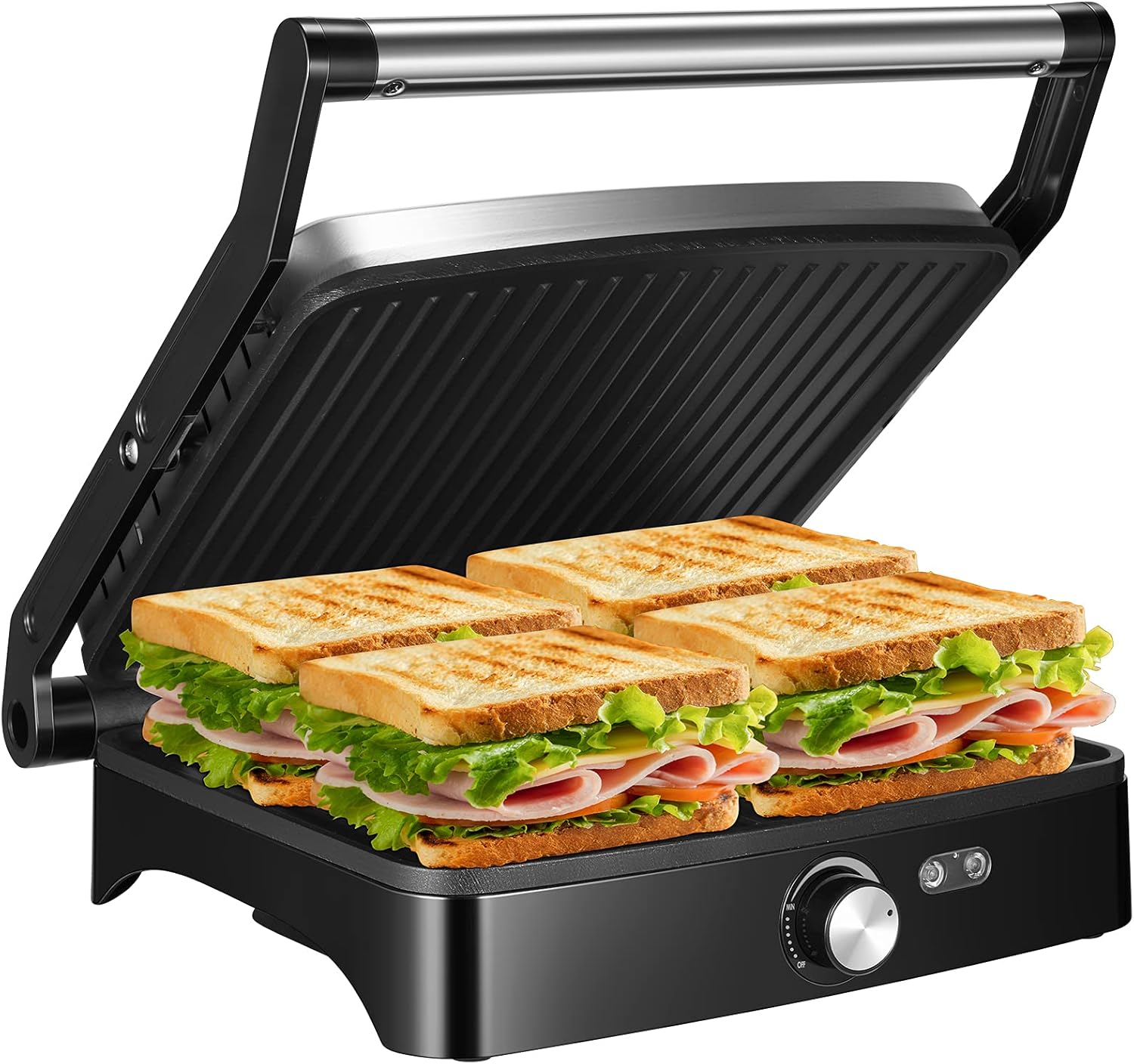 OSTBA ABS06 Panini Press Grill with Adjustable Temperature 4-Slice Indoor Grill