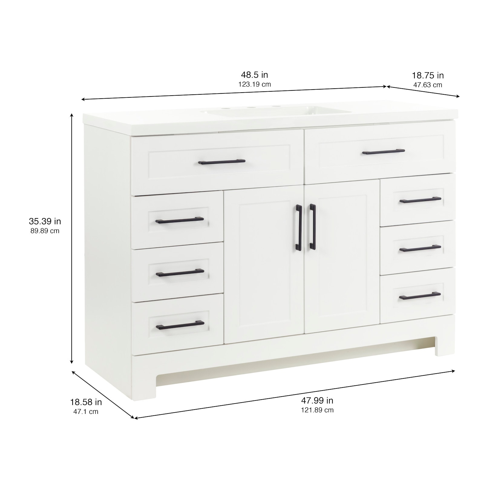 Style Selections Cauley 48-in White Single Sink Bathroom Vanity with ...