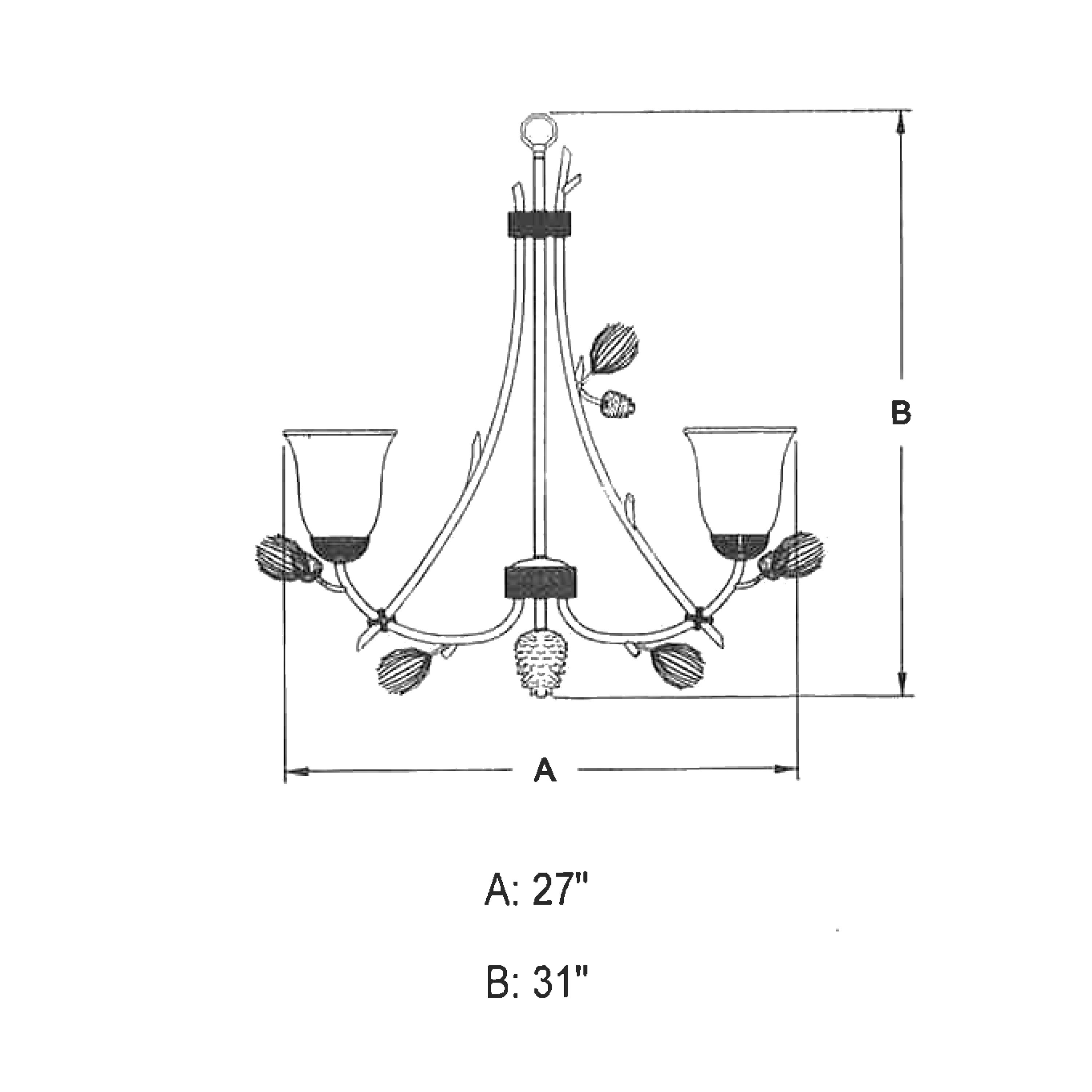 Sierra 31" Bronze Rustic Chandelier with Frosted Glass