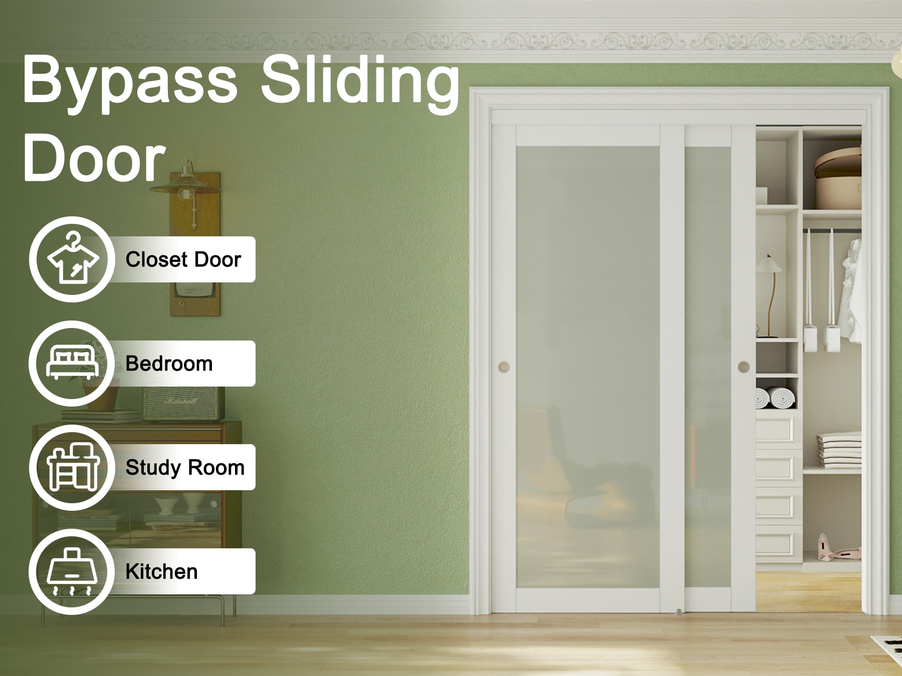 JUJUBON IN-CD-SLG-SD-1L-96 Bifold-Sliding-Closet-Doors - View #6