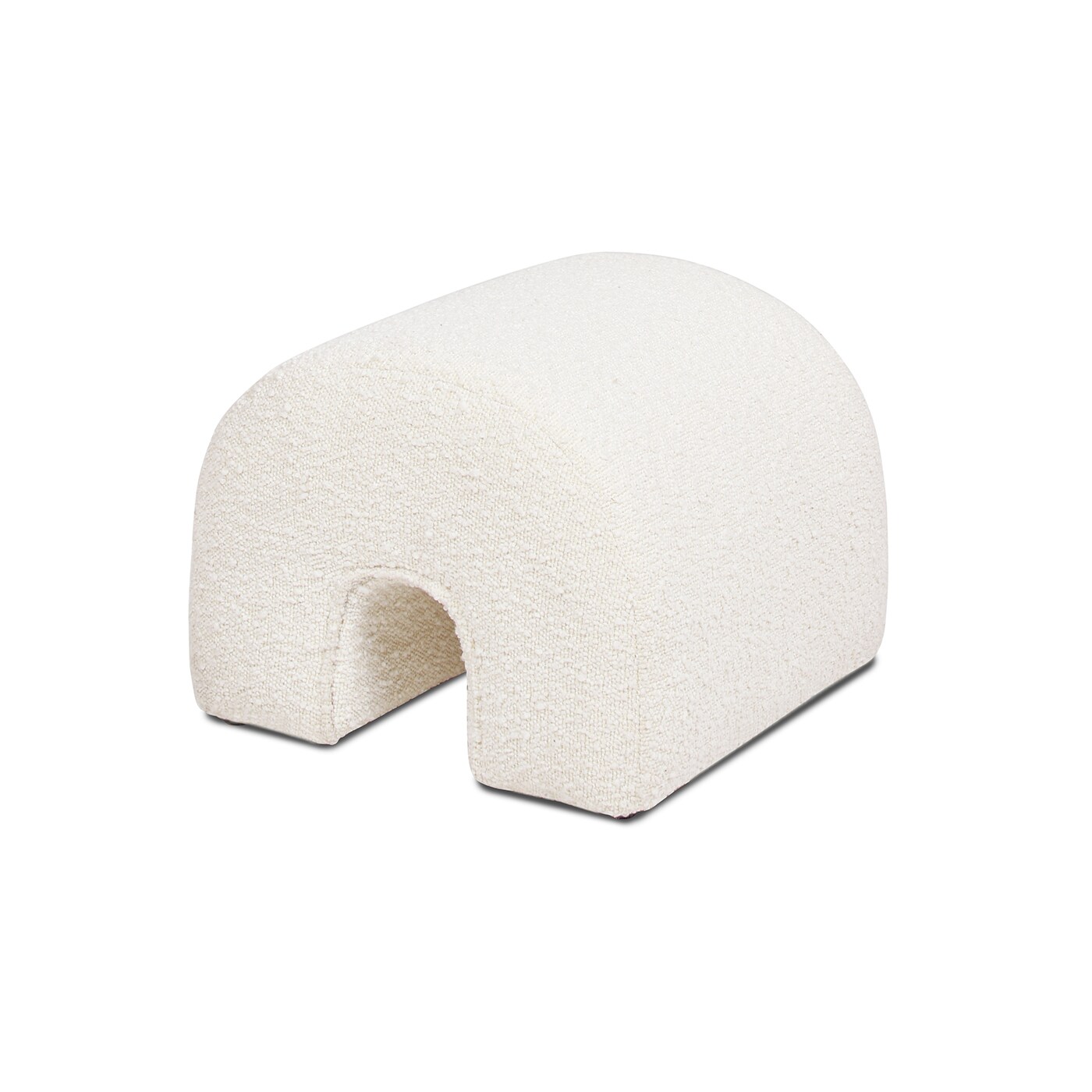 Jennifer Taylor Home LMY-MBW-84490 Bridge Modern Ivory White Boucle Crescent Ottoman