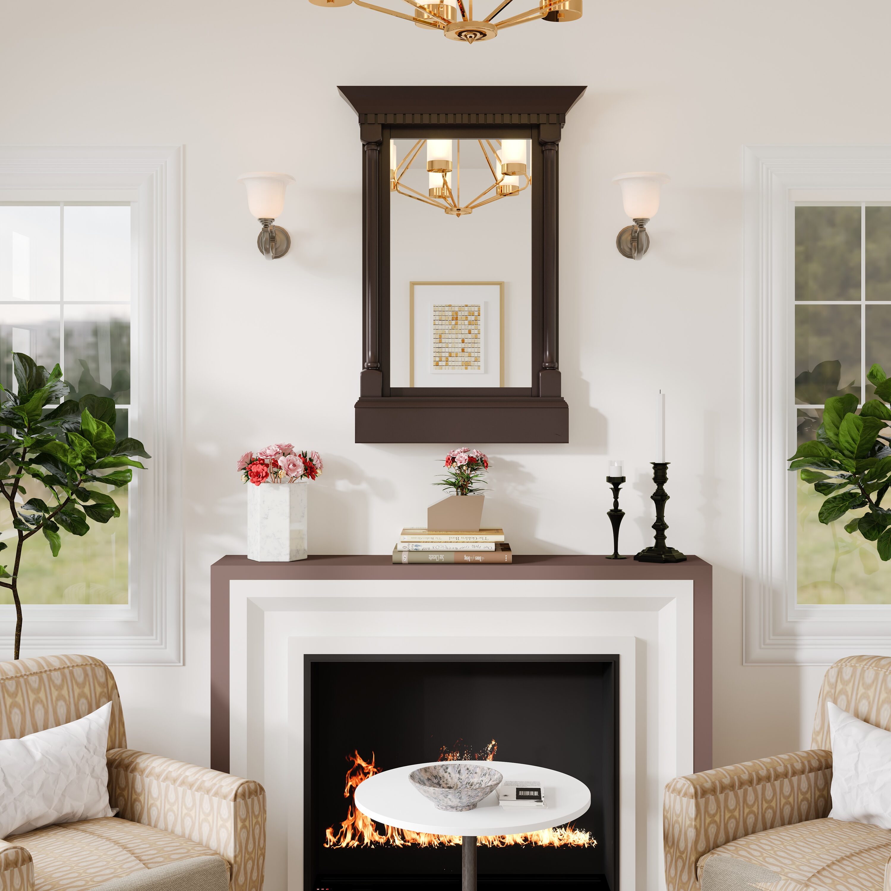 Eviva EVMR718-24ACH Preston 24-in W x 29-in H Rectangle Aged Chocolate Framed Wall Mirror
