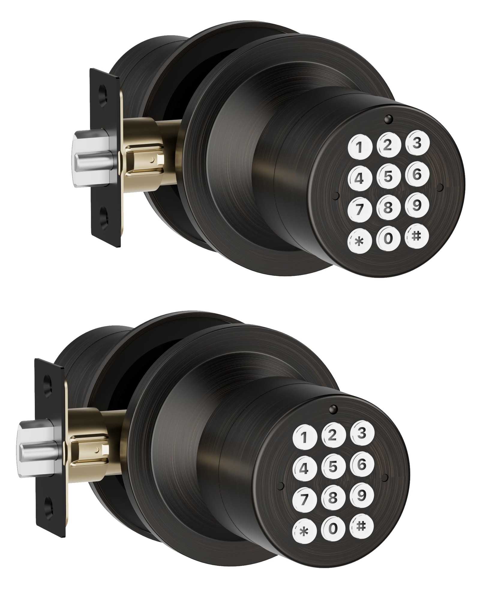 Phewnyzo  Keyless Entry Door Knob with Keypad Front Door Lock Auto Lock Easy Installation Oil Rubbed Bronze 2 Pack durable home and garden