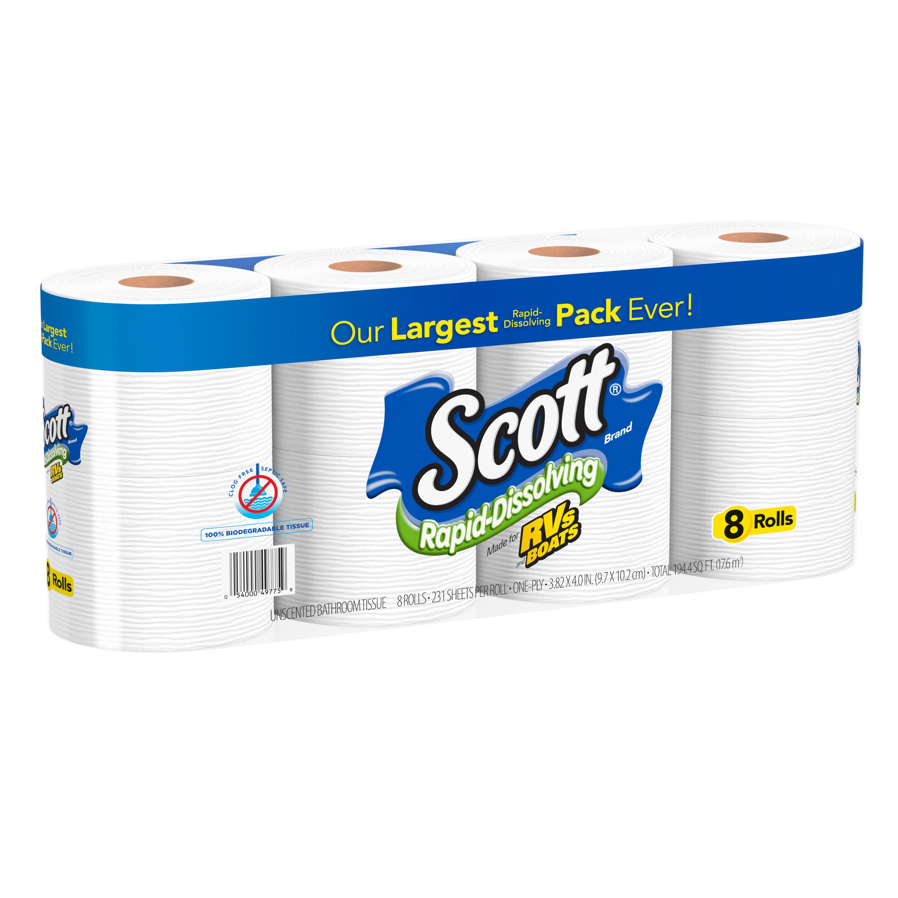 SCOTT Rapid Dissolve 8-Pack 1-ply Toilet Paper in the Toilet Paper ...