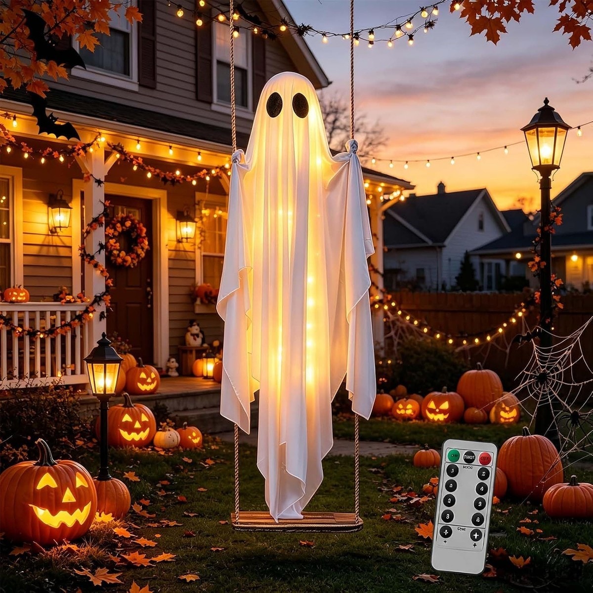 LIUSXAQI  5FT Remote Control Swinging Ghost Halloween Decoration with LED Lights for Outdoor Yard