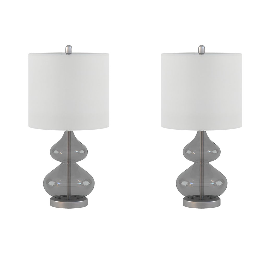 Gracie Mills GRACE-9100-351SD5 Anibal Modern Curved Glass and Metal Base Table Lamps Set of 2