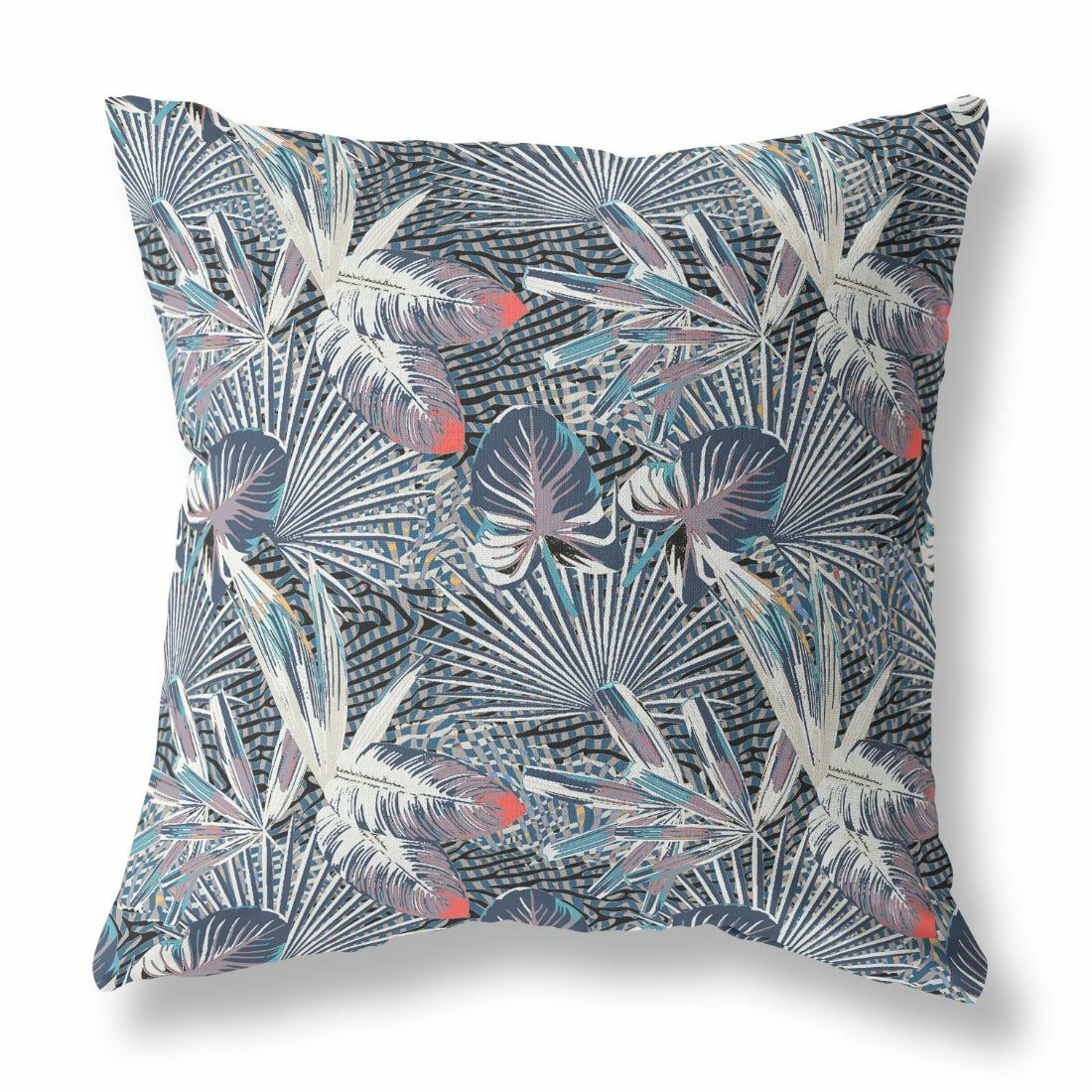 HomeRoots 4000414244 18” Purple Indigo Tropical Indoor Outdoor Throw Pillow