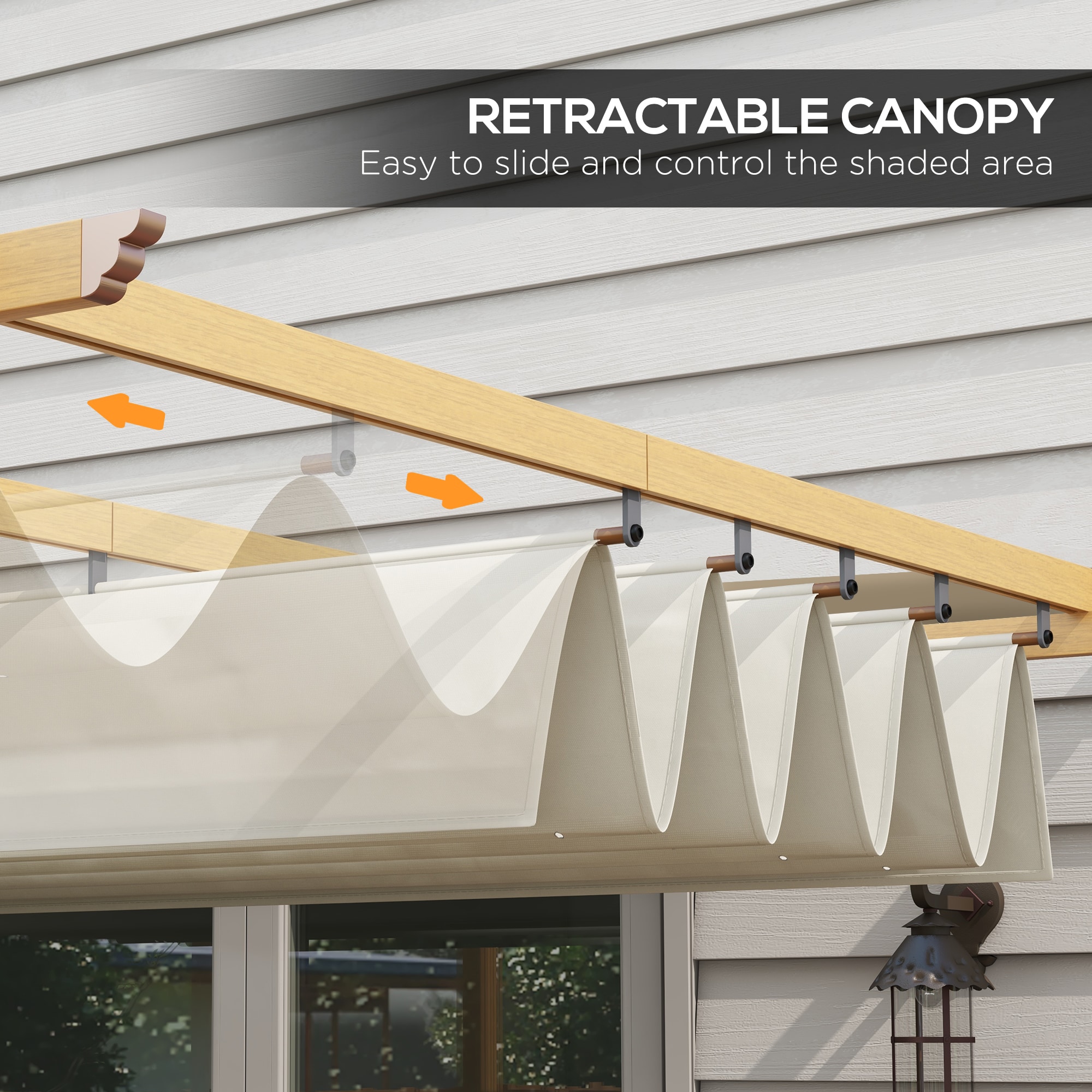 Kahomvis 10 x 12ft Retractable Pergola Canopy 10-ft W x 12-ft L x 7-ft ...