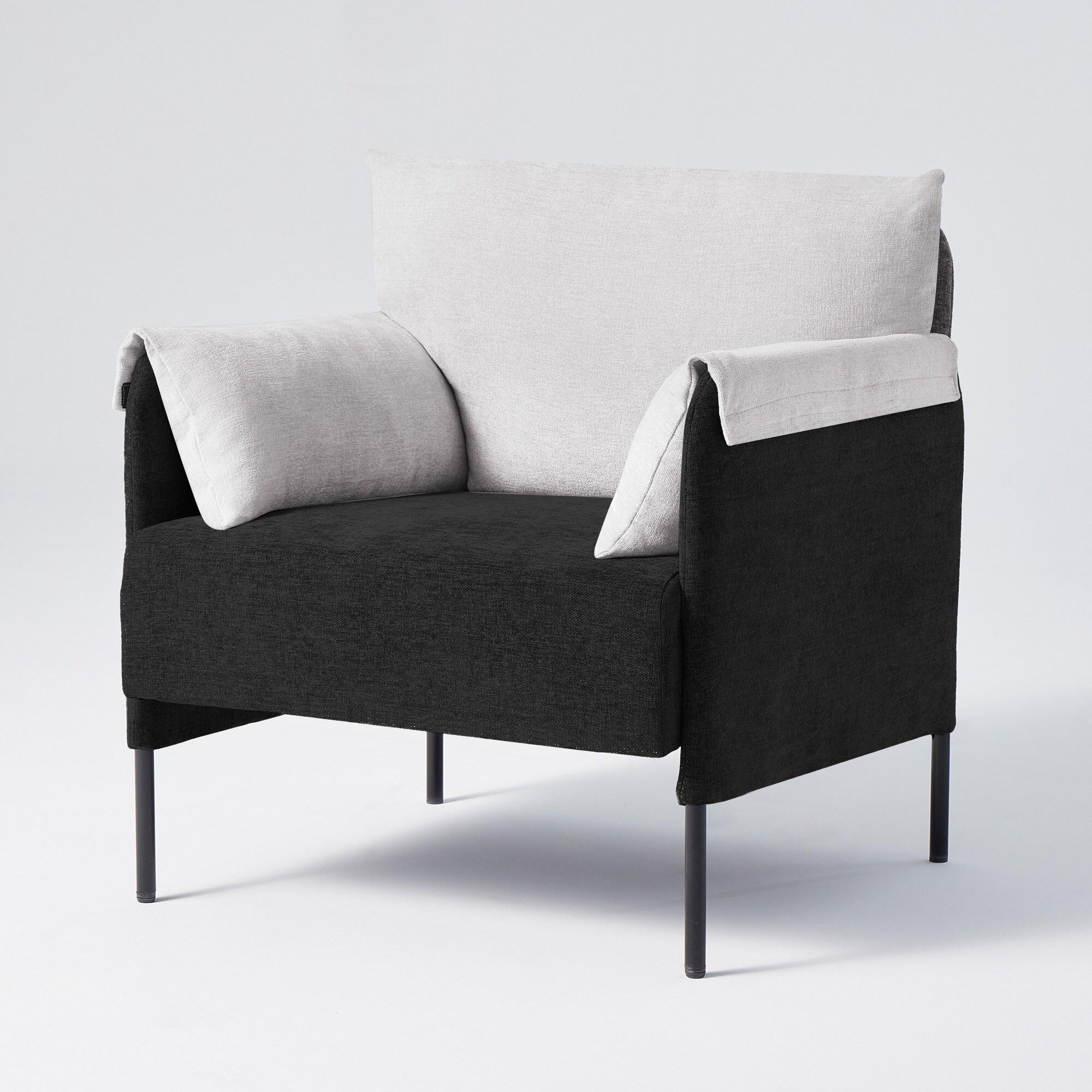 Serwall WPSFSY-BK-3P Two-Tone Upholstered Accent Chair with Wrapped Armrests