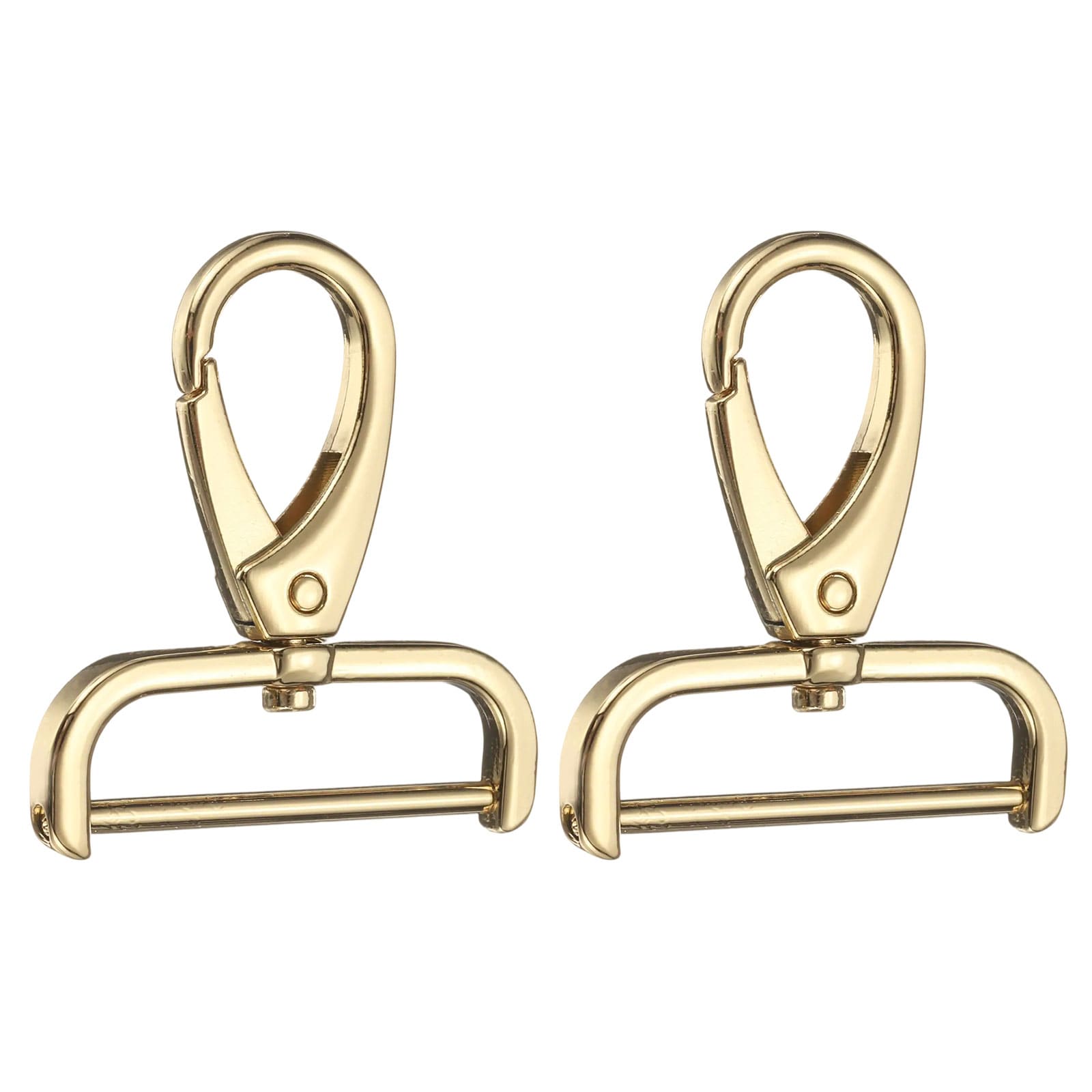Harfington 2pcs Detachable Snap Hook Swivel Clasp 1 1/2inch D Ring with Swivel Lobster Claw Clasps Hook for Purse Strap Keychain Bag DIY Craft Gold