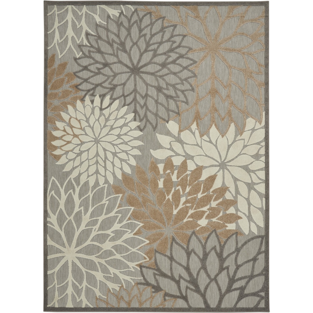 HomeRoots 4000384670 8 x 11 (ft) Polypropylene Natural Rectangular Indoor/Outdoor Floral Area rug