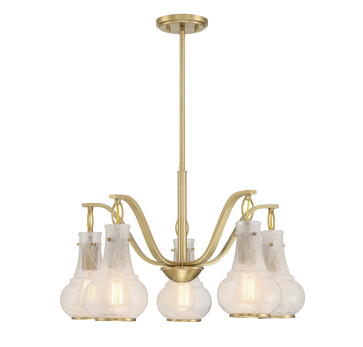 Savoy House 1-4419-5-322 Adams 5 -Light Brushed Brass Vintage For Use in Bedrooms, Dining Rooms, Foyers, Kitchens, Living Rooms Chandelier