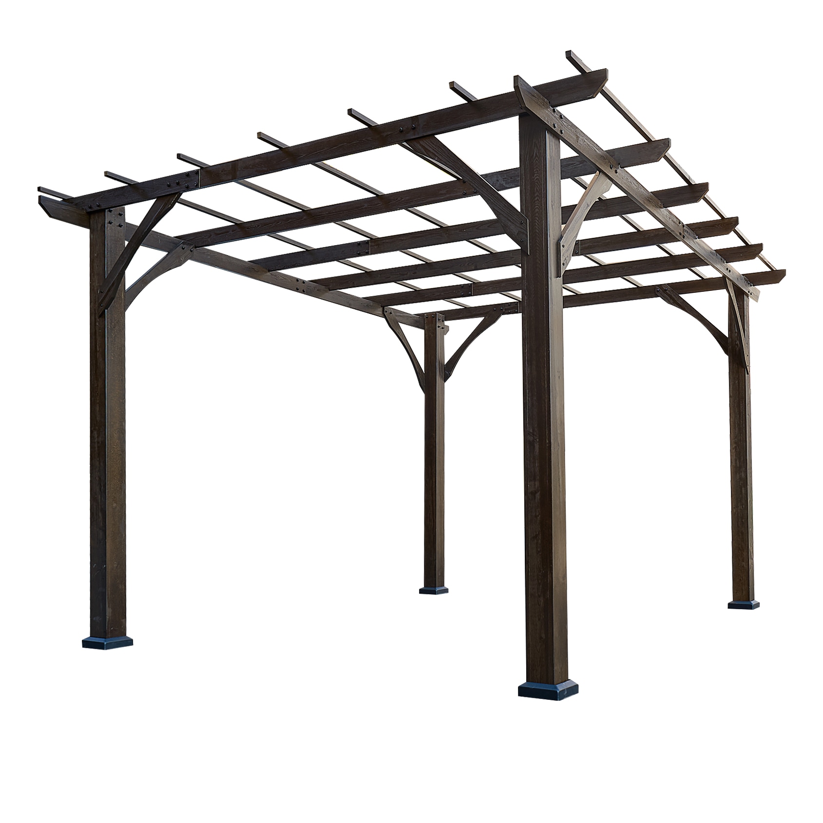 Forclover Pergola 10-ft 1-in W x 10-ft L x 7-ft 8-in H Brown Wood ...