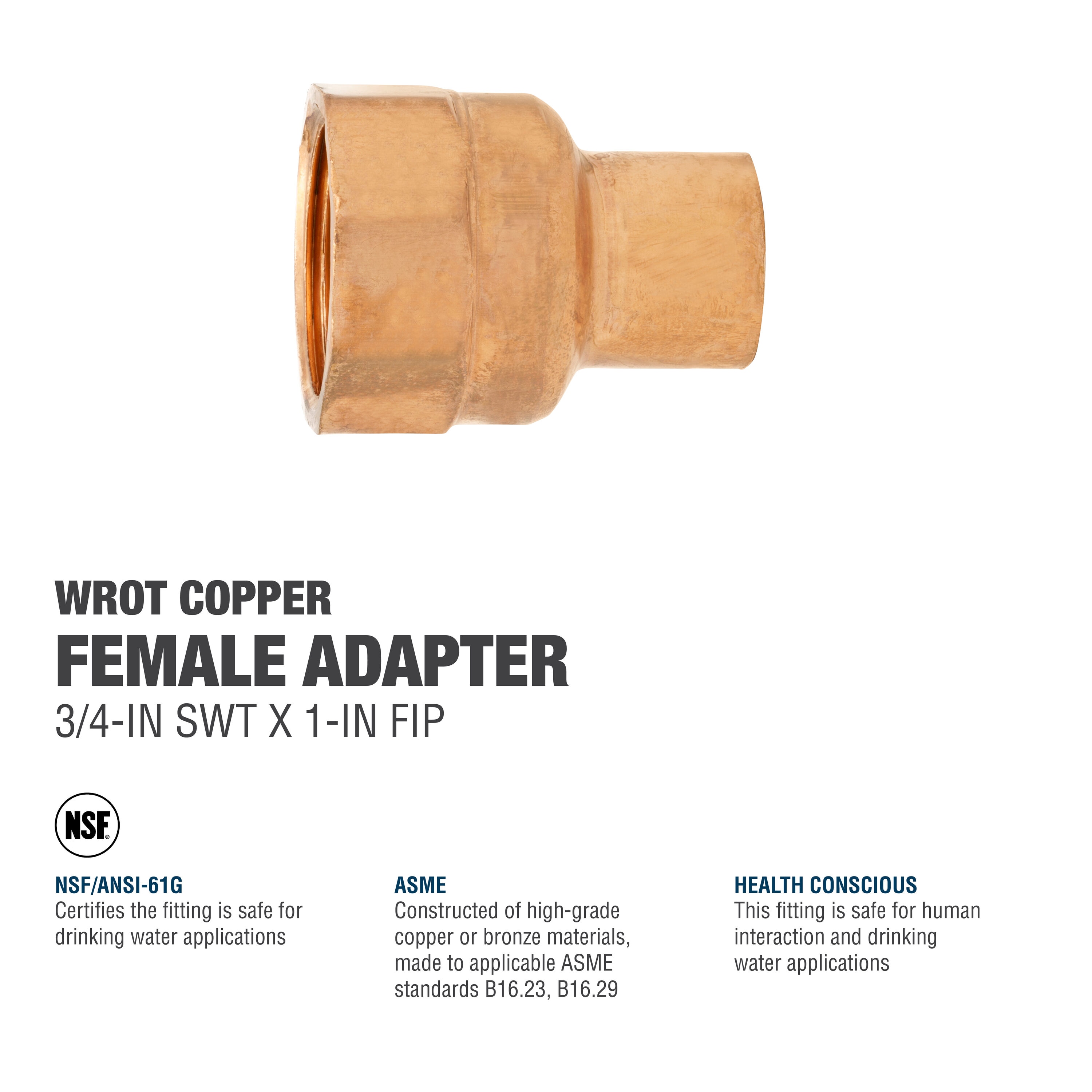 Streamline 3 4 In X 1 In Copper Reducing Female Adapter In The Copper   63983344 