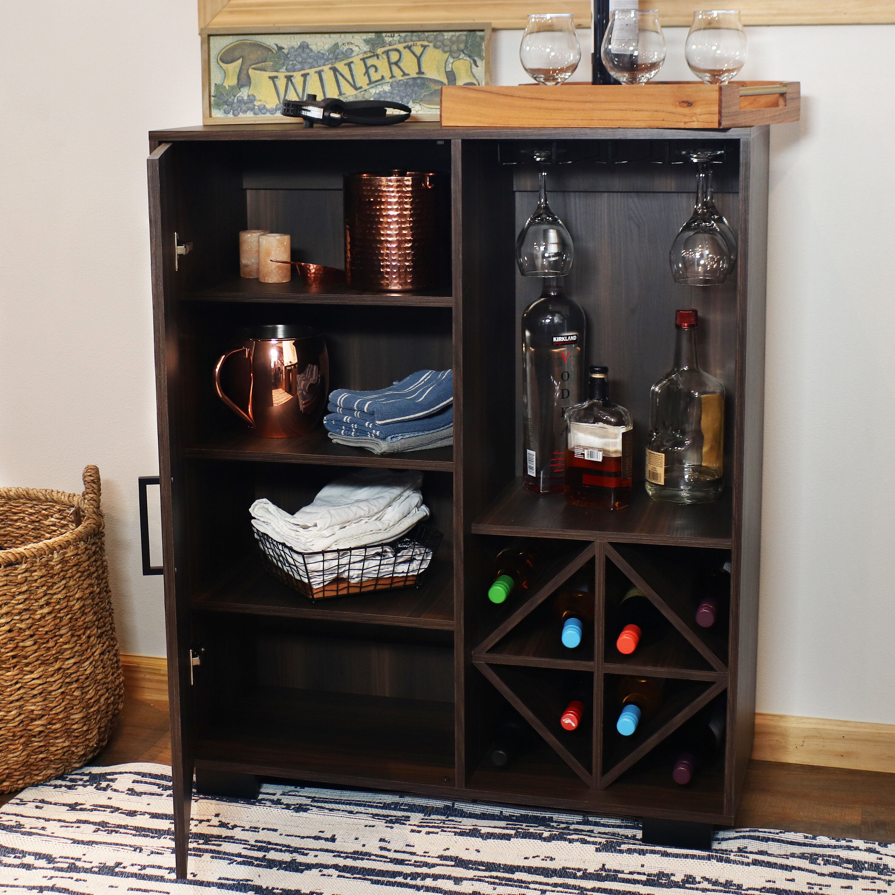 Walker edison bar discount cabinet with wine storage