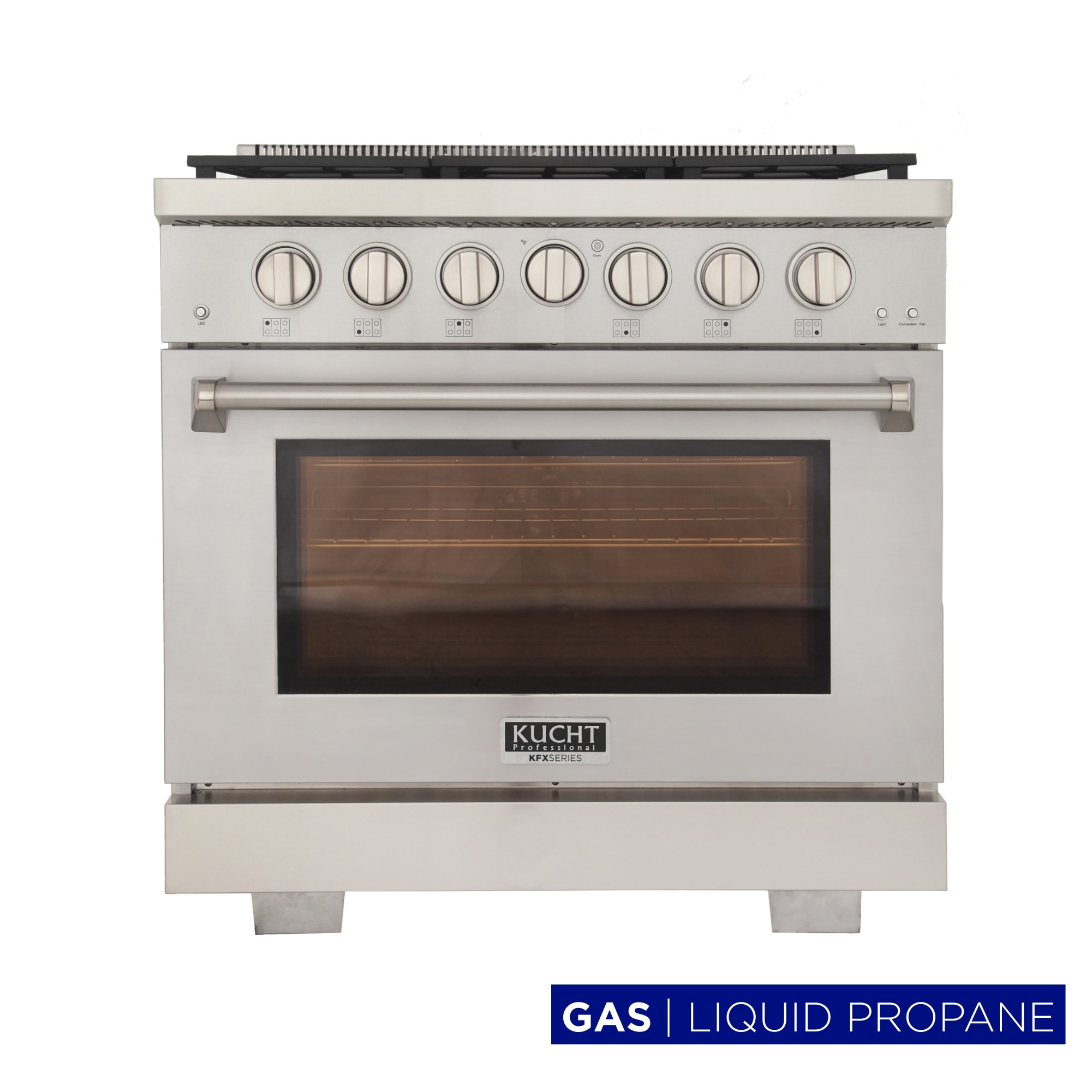 Kucht KFX3600X-LP-S 36-in 6 burners 5.2-cu ft Convection Oven Freestanding Liquid Propane Gas Range ( Stainless Steel )