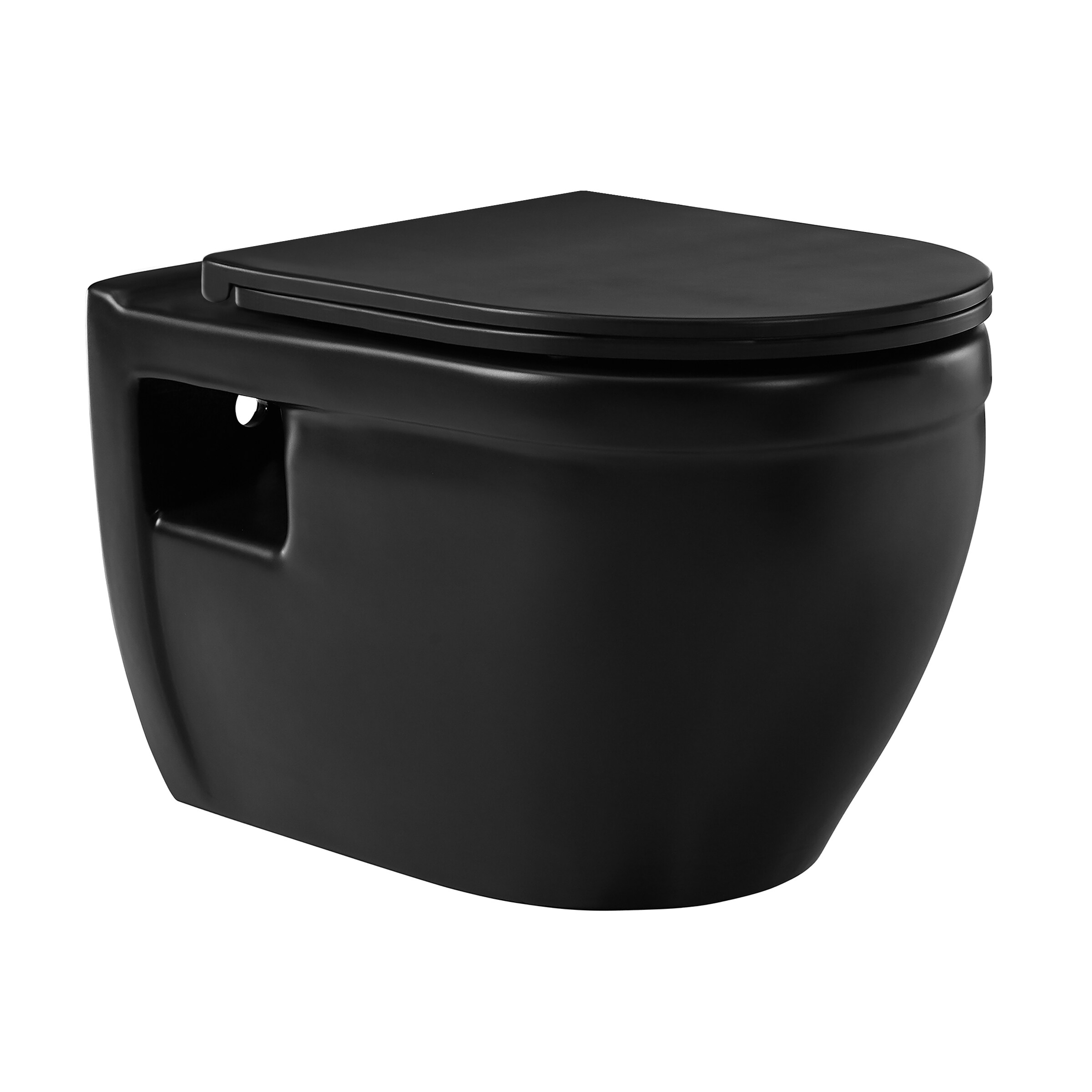 Swiss Madison Ivy Matte Black Elongated Wall Hung Toilet Bowl 12-in  Rough-In at