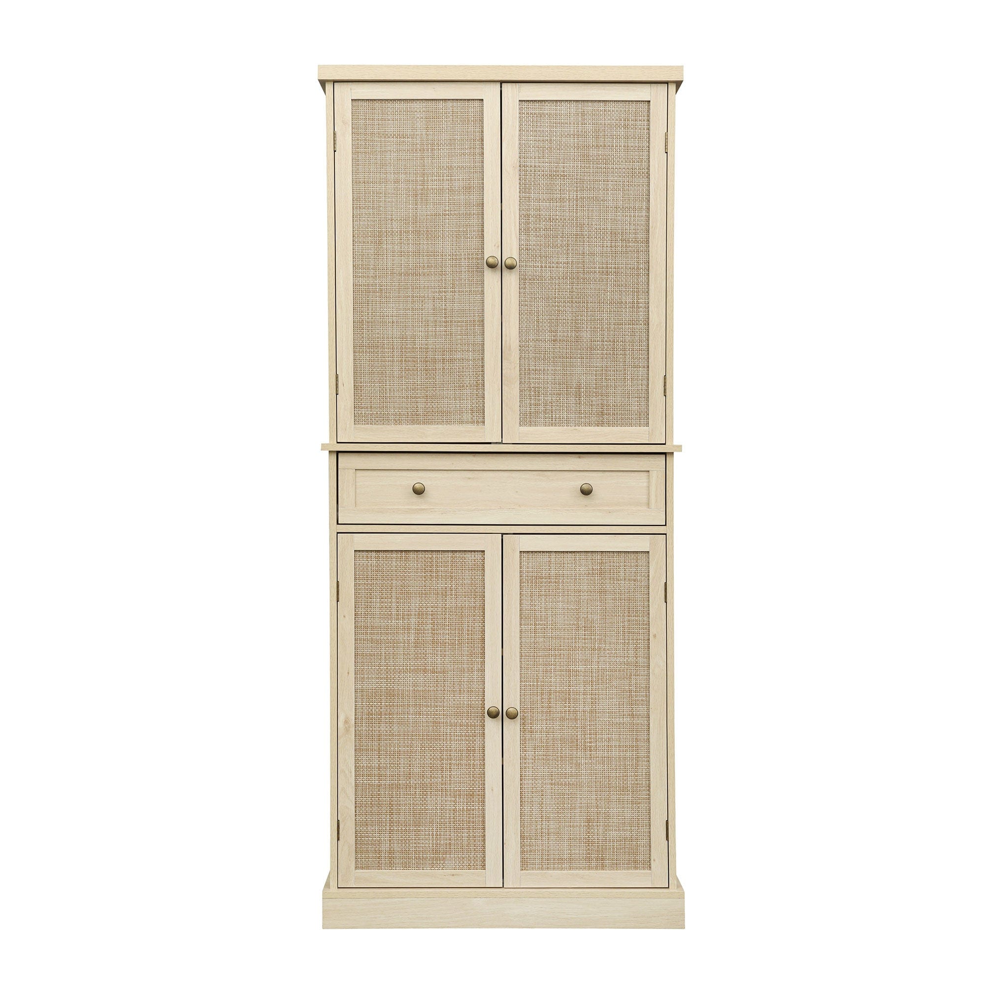 Boyel Living BL-MH64703 4 Door Storage Cabinet with 1 Drawer and 4 Adjustable Inner Shelves in Natural Brown