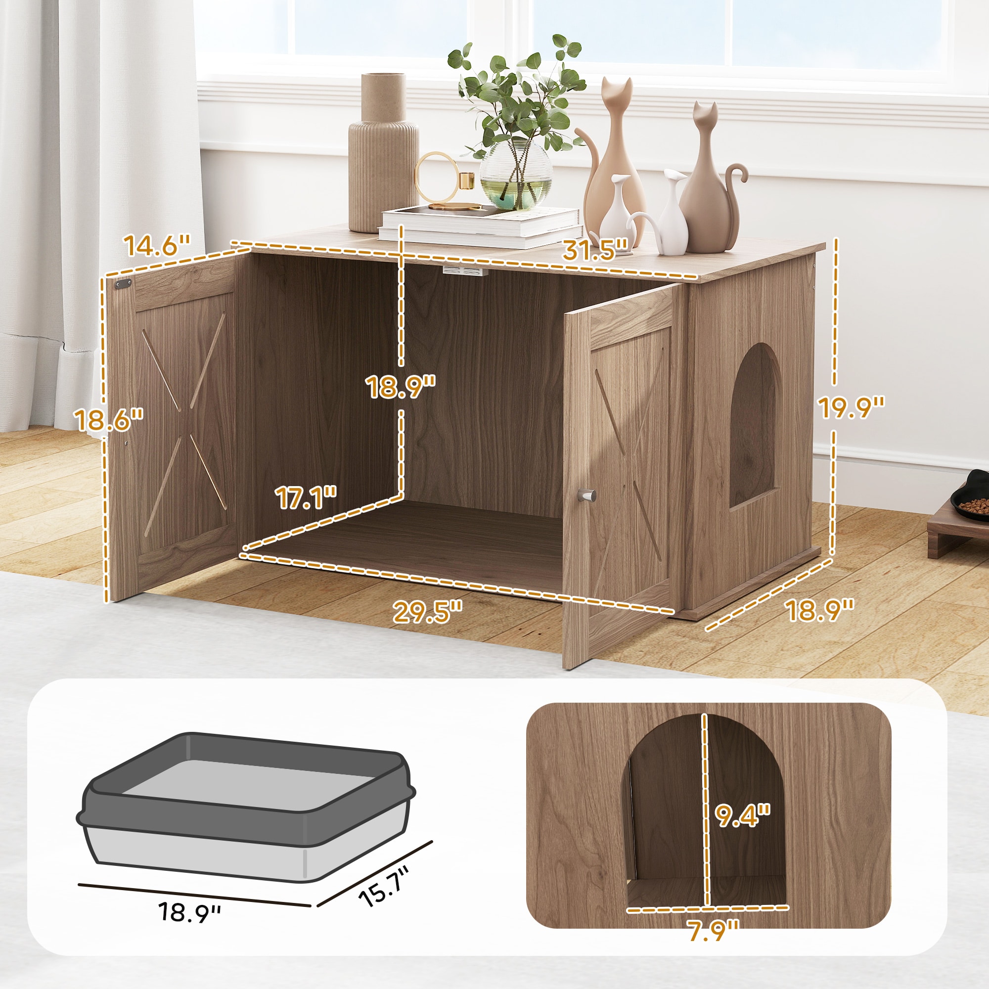 PawHut D31-110V00WN Litter-Boxes - View #3