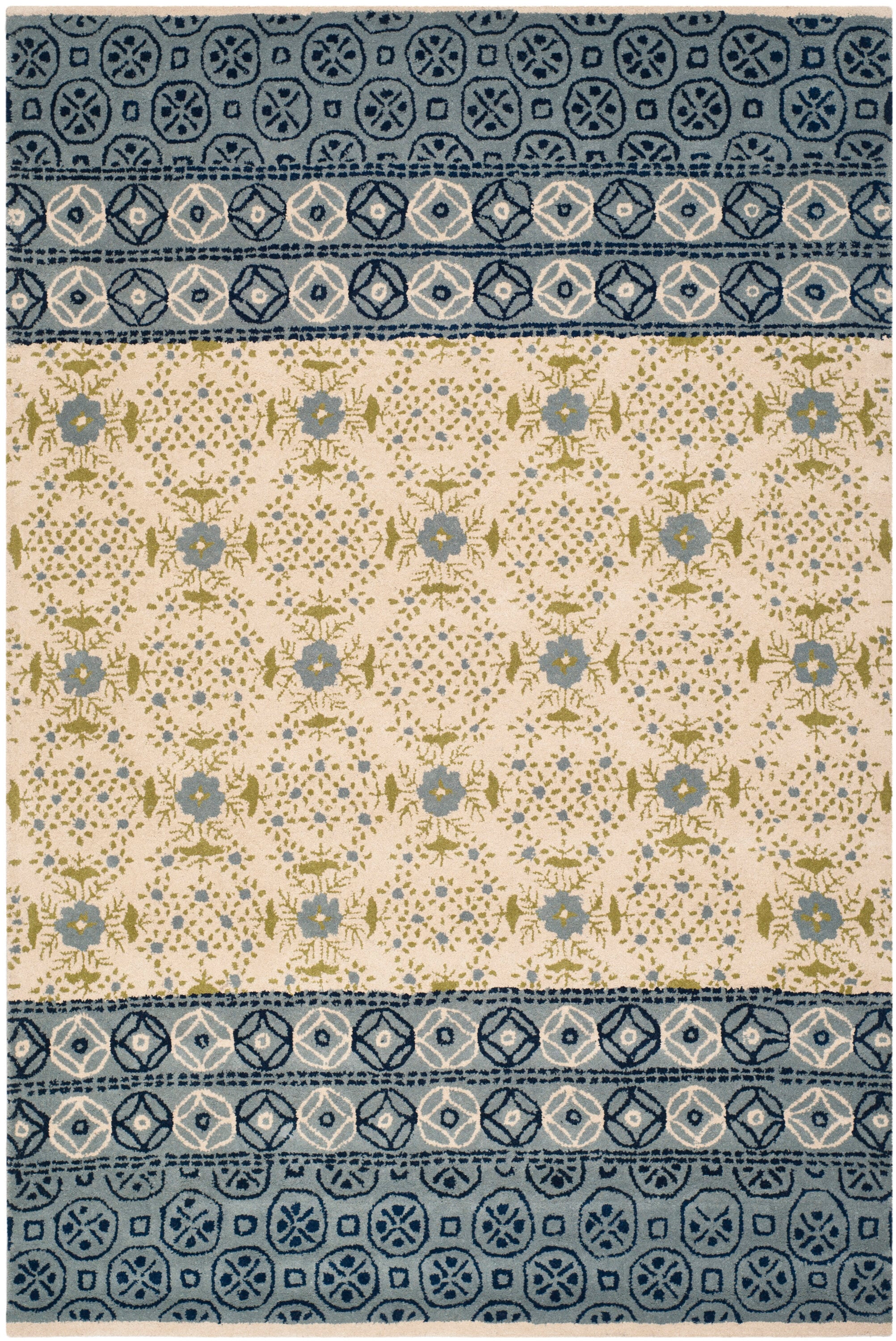Ivory Hand-Tufted Wool 6' x 9' Rectangular Rug