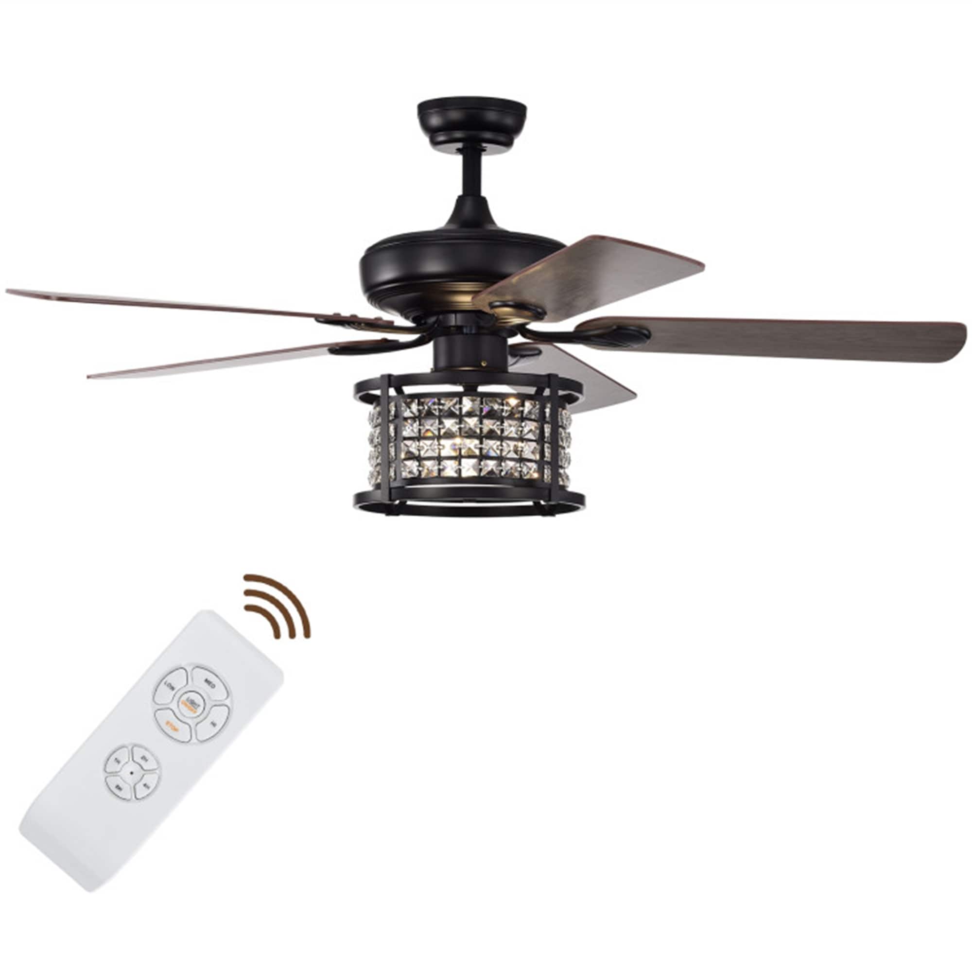 BABOOM BOM-6670ORYU 52-in Integrated LED Black with Wood Blades Ceiling Fan With Light - Remote Included ( 5 -Blade )
